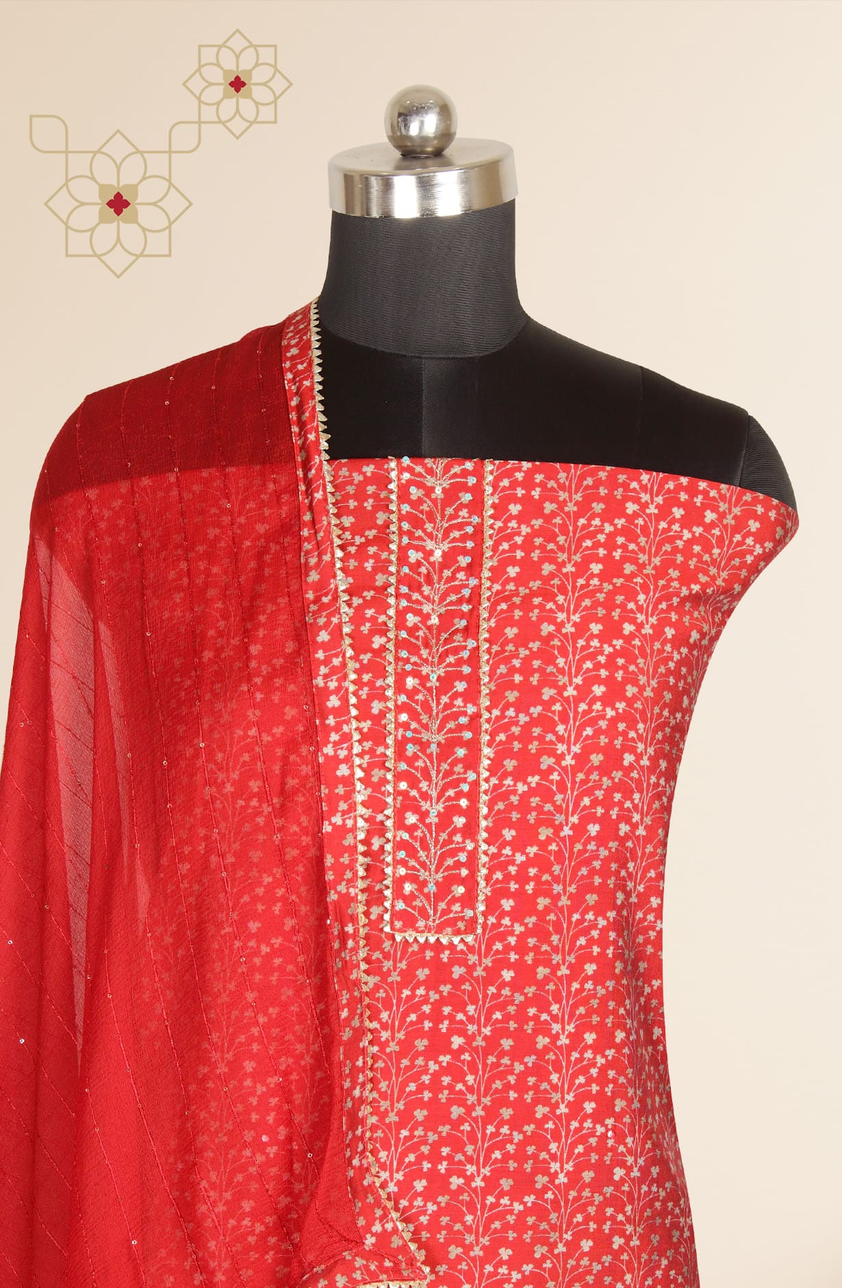 Maroon Modal Silk Unstitched Salwar Kameez with Chiffon Dupatta - 912-YRT09713B