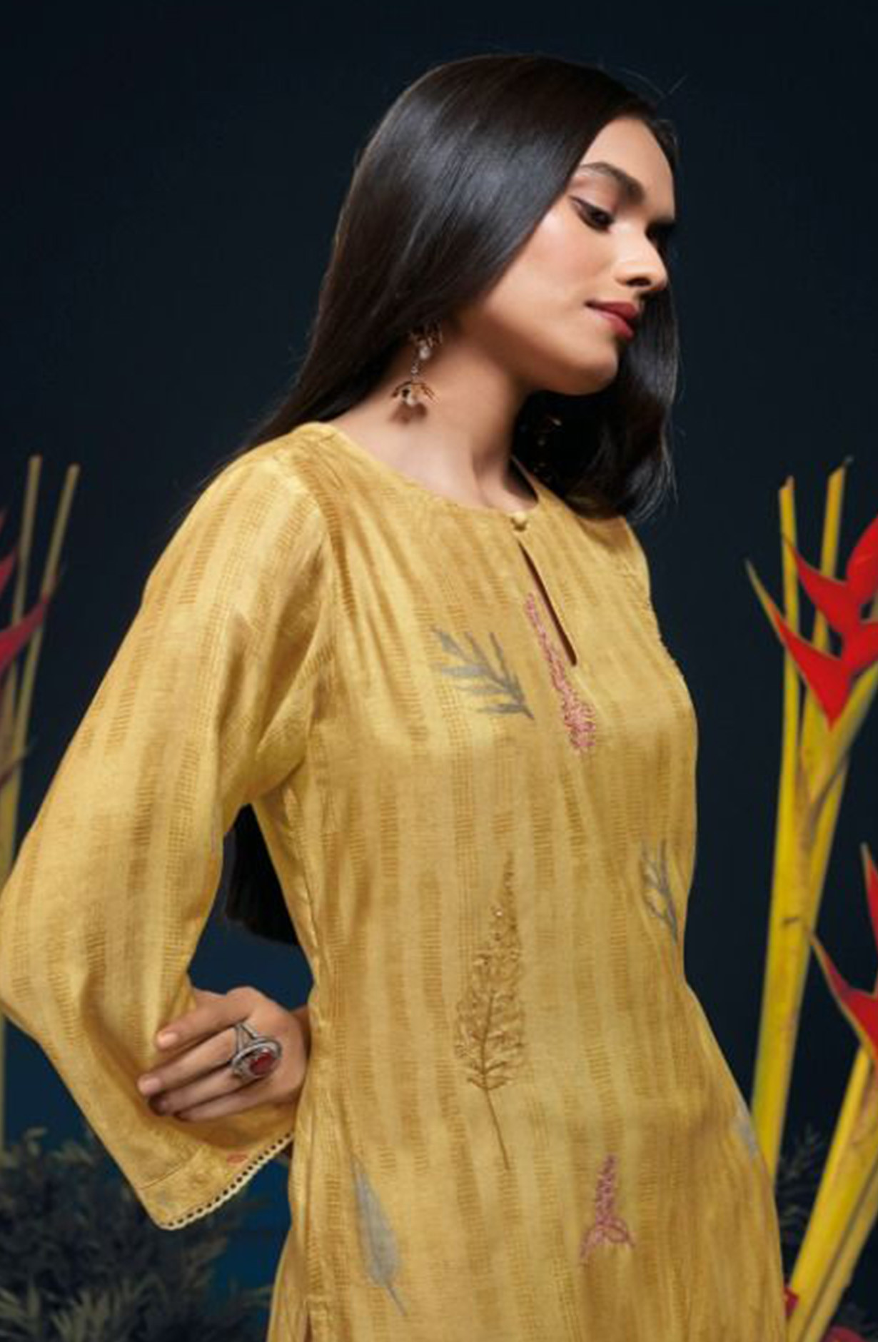Mustard Silk Suit set with Dupatta- ZAN1694