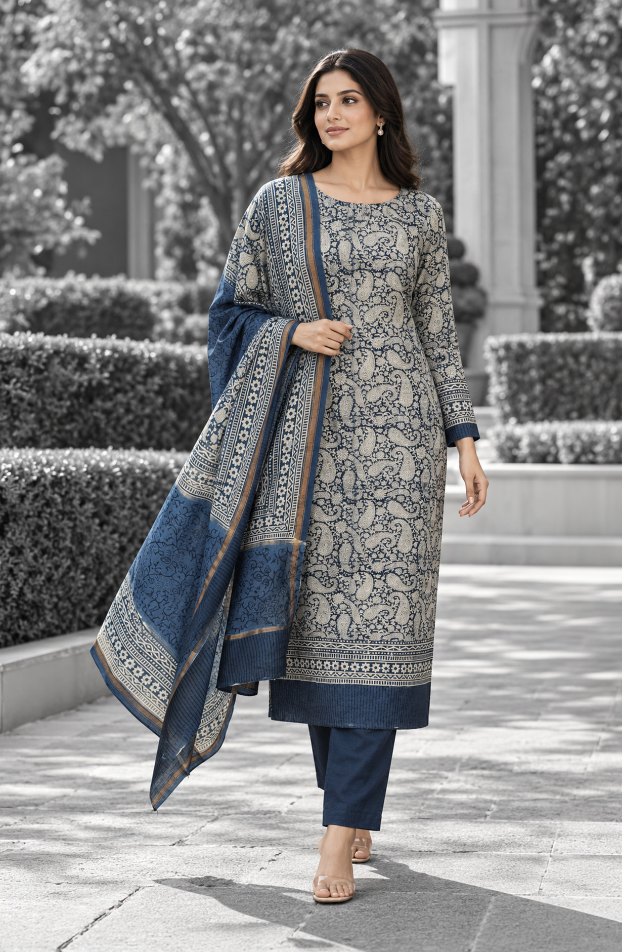 Maheshwari Unstitched Suit-Set with Dupatta - 811-S151-445-179A