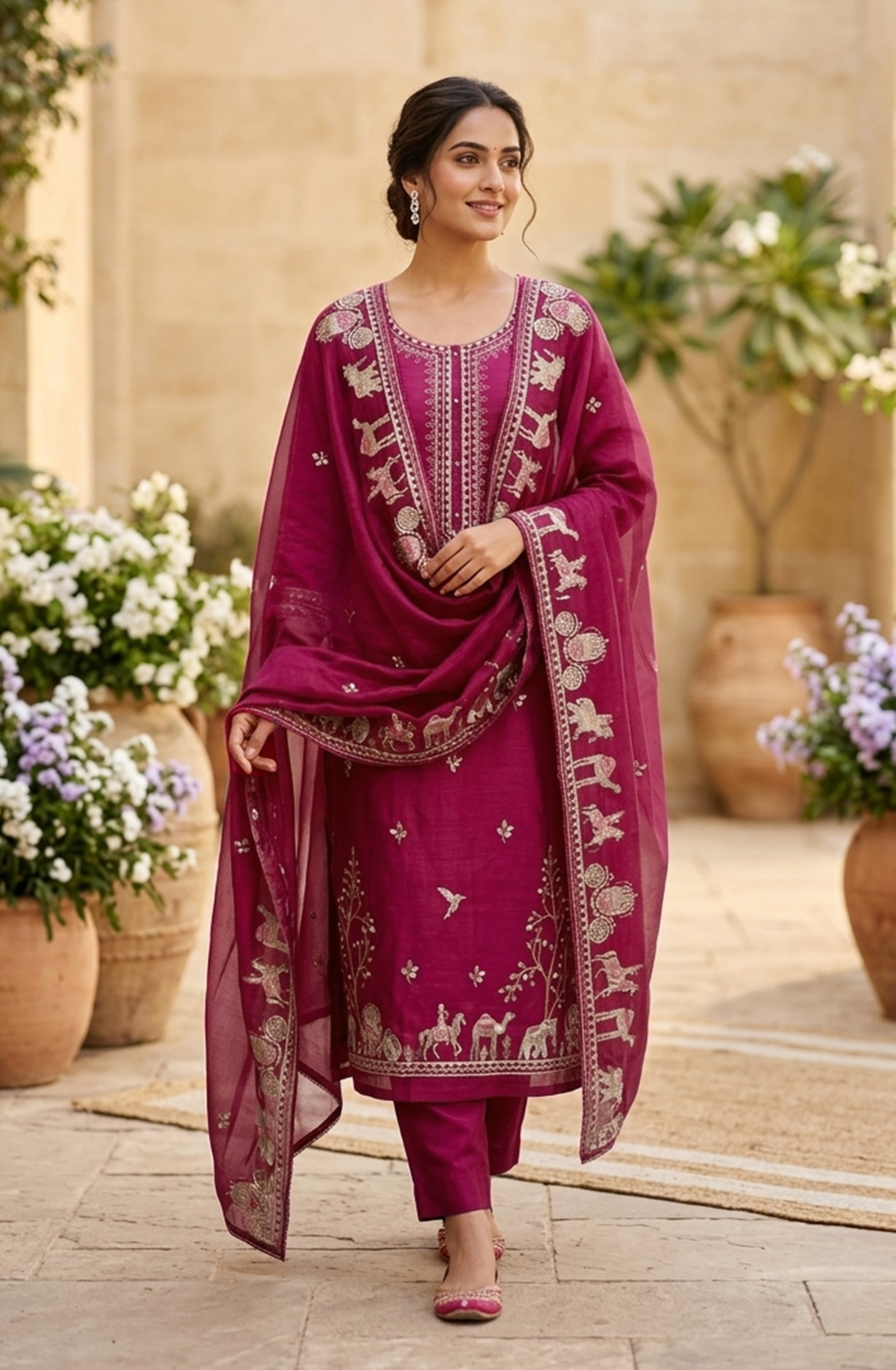 Purple Mul Chanderi Unstitched Suit Set with Beautiful Dupatta - 752-9180C