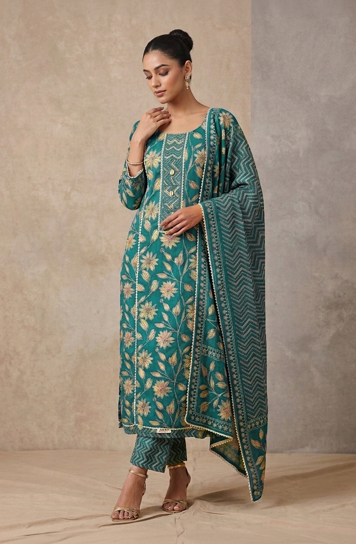 Firozee Cotton Unstitched Suit Set with Beautiful Dupatta - 984-RGAJ121A