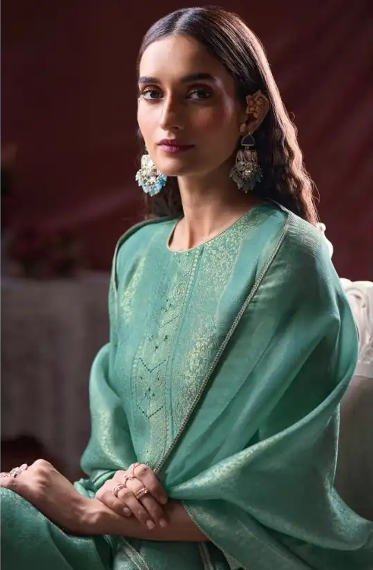 Firozee Silk Jacquard Suit Set with Dupatta - ARNC2301