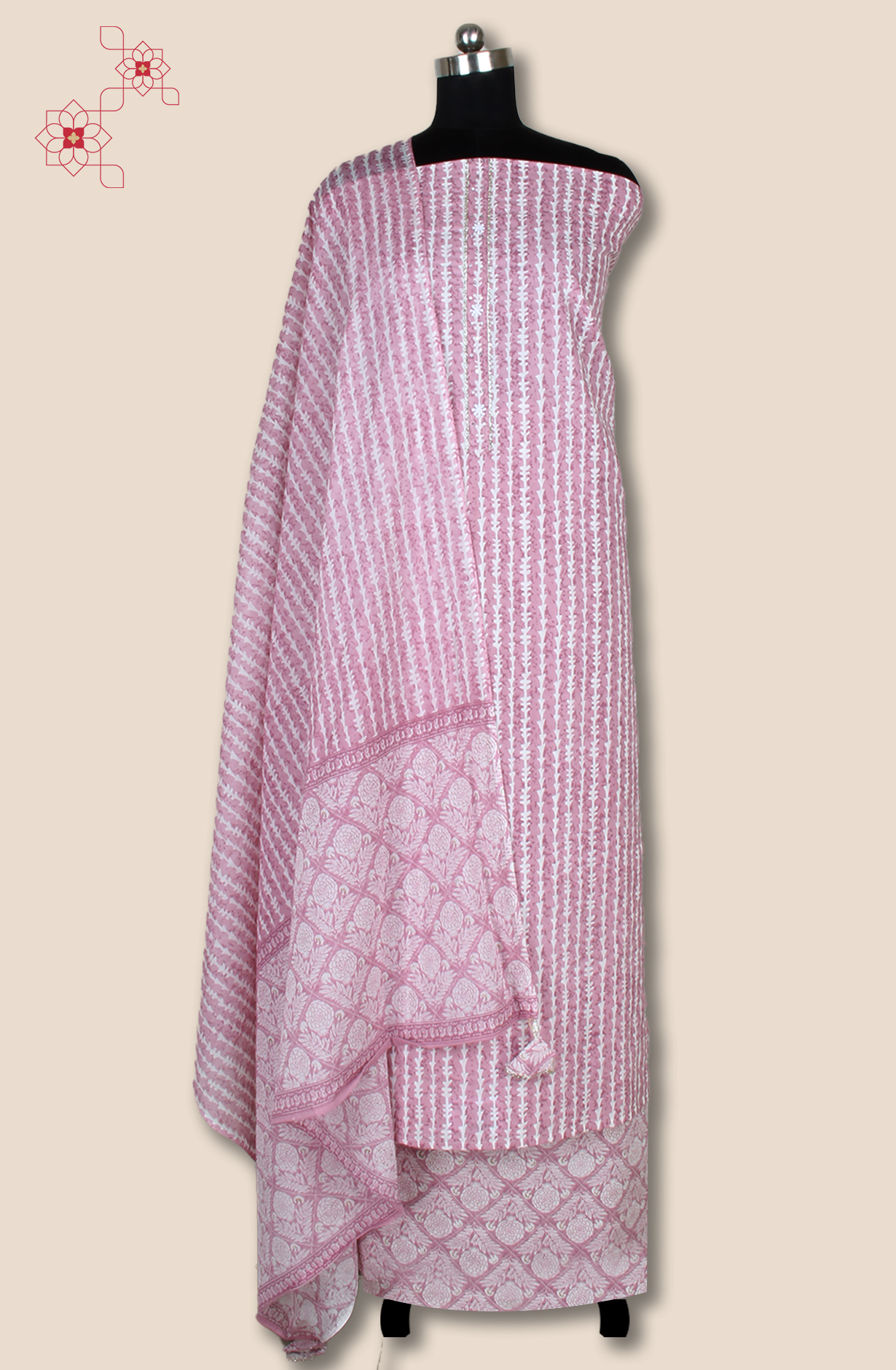 Mauve Cotton Printed Unstitched Salwar Suit Fabric - 131-111151-119