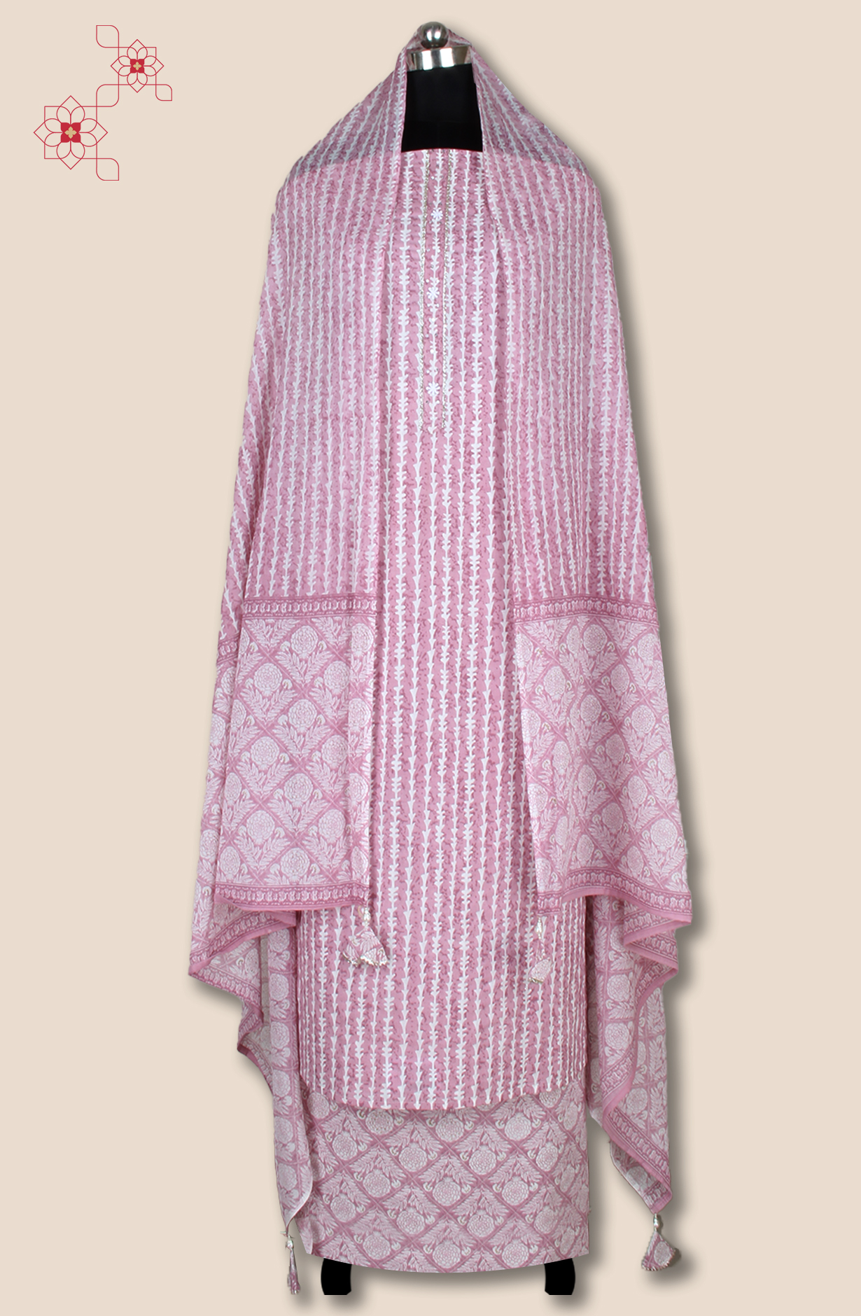 Mauve Cotton Printed Unstitched Salwar Suit Fabric - 131-111151-119