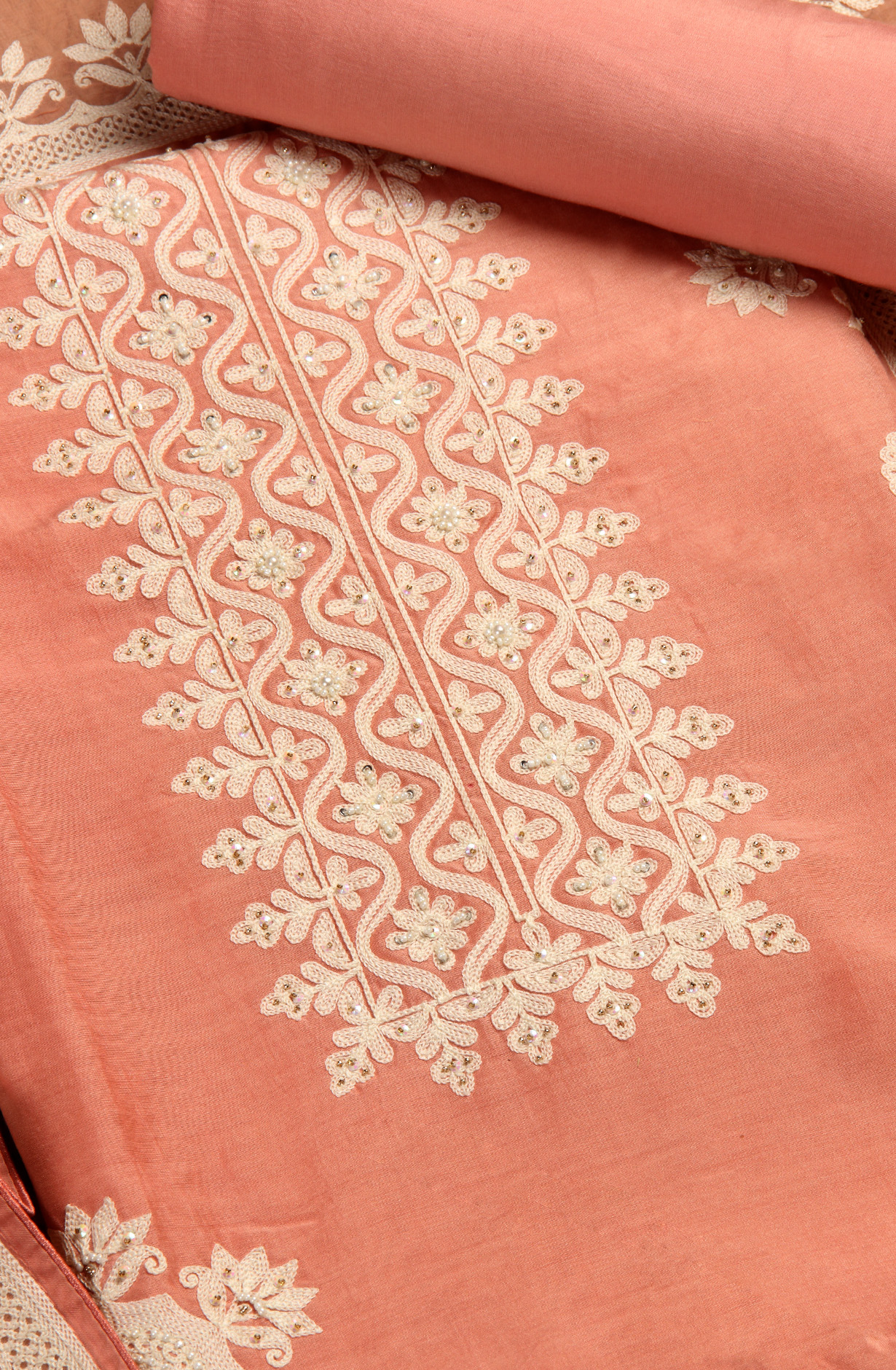 Pink Muslin Festive Unstitched Salwar Kameez with Organza Dupatta - 131-80885