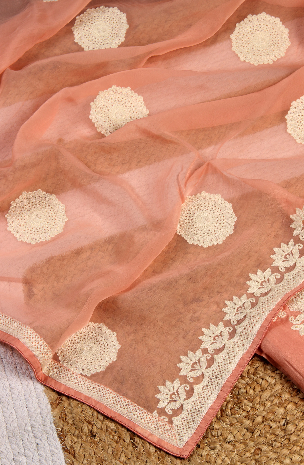 Pink Muslin Festive Unstitched Salwar Kameez with Organza Dupatta - 131-80885