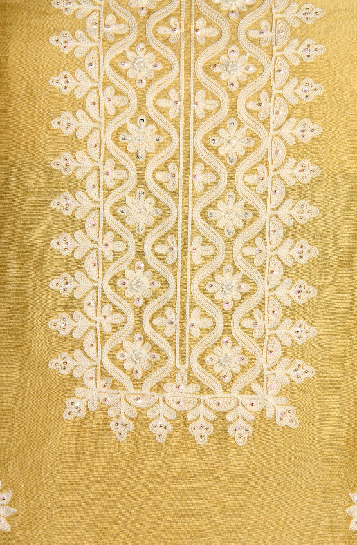 Yellow Muslin Festive Unstitched Salwar Kameez with Organza Dupatta - 131-80885A