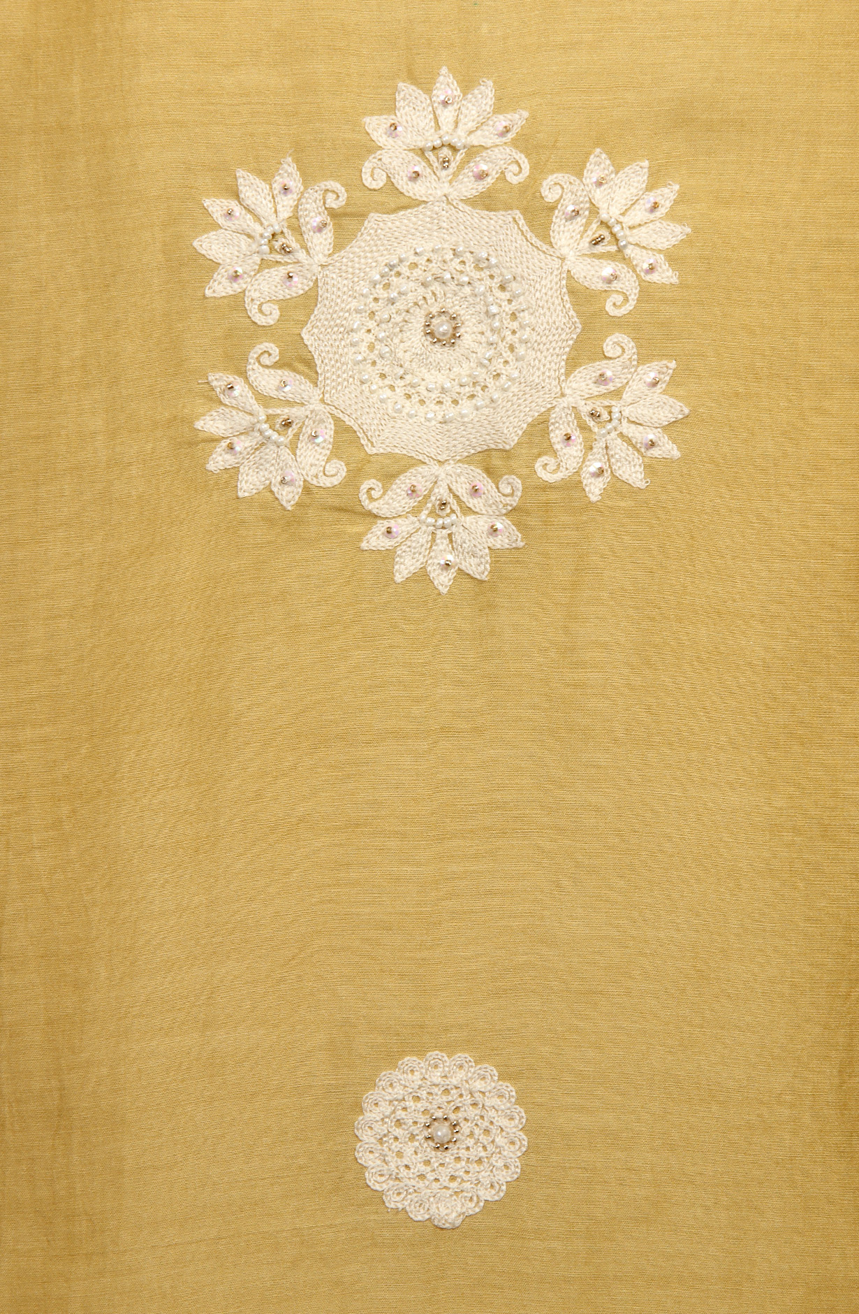 Yellow Muslin Festive Unstitched Salwar Kameez with Organza Dupatta - 131-80885A