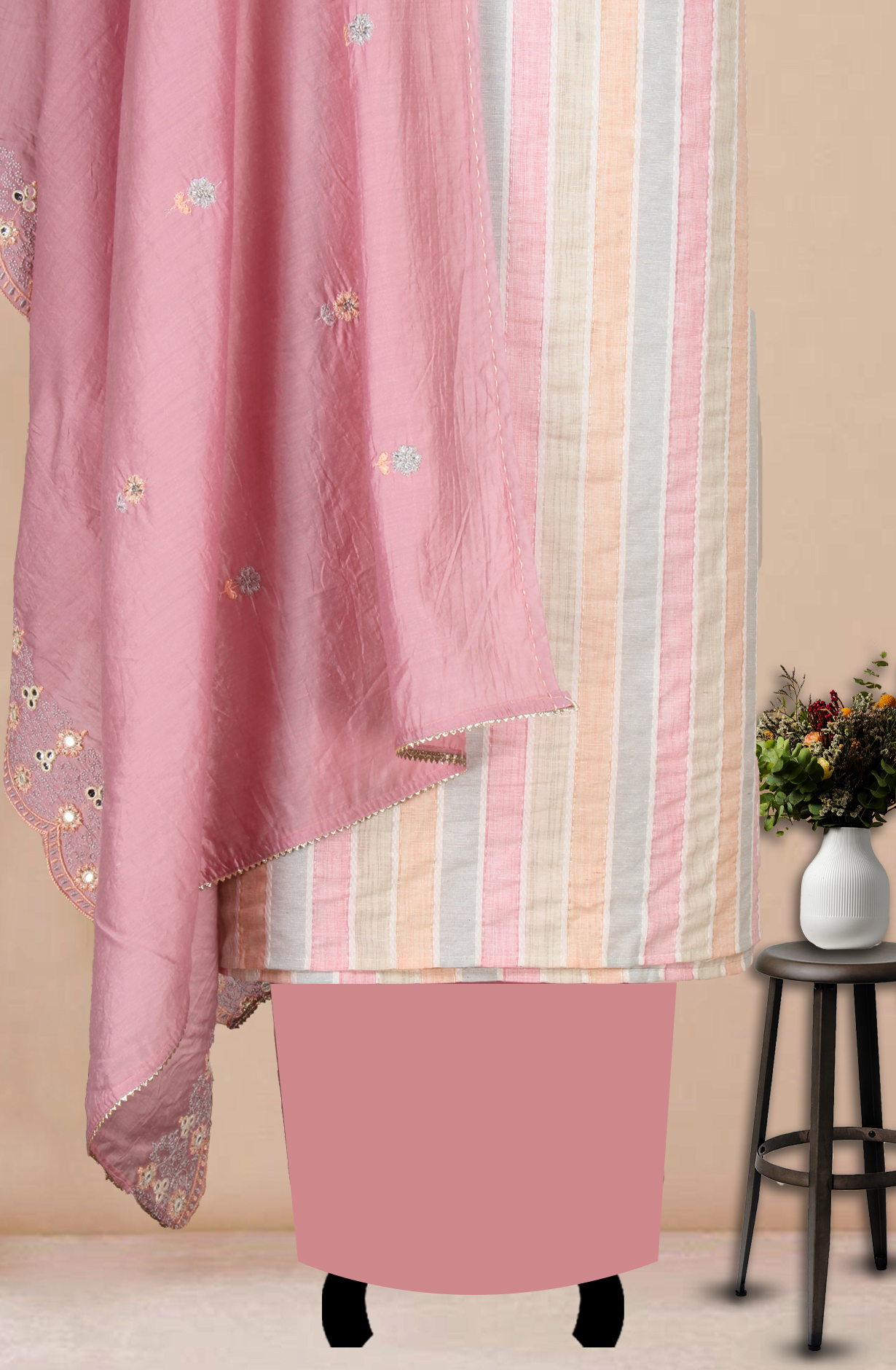 Multicolor Cotton Woven Unstitched Suit with Trendy Dupatta - 131-9821