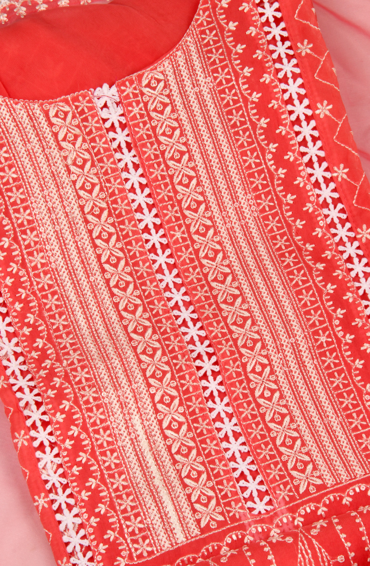 Pink Organza Beautiful Semi Stitched Pakistani Salwar Kameez with Dupatta - 131-CA16074