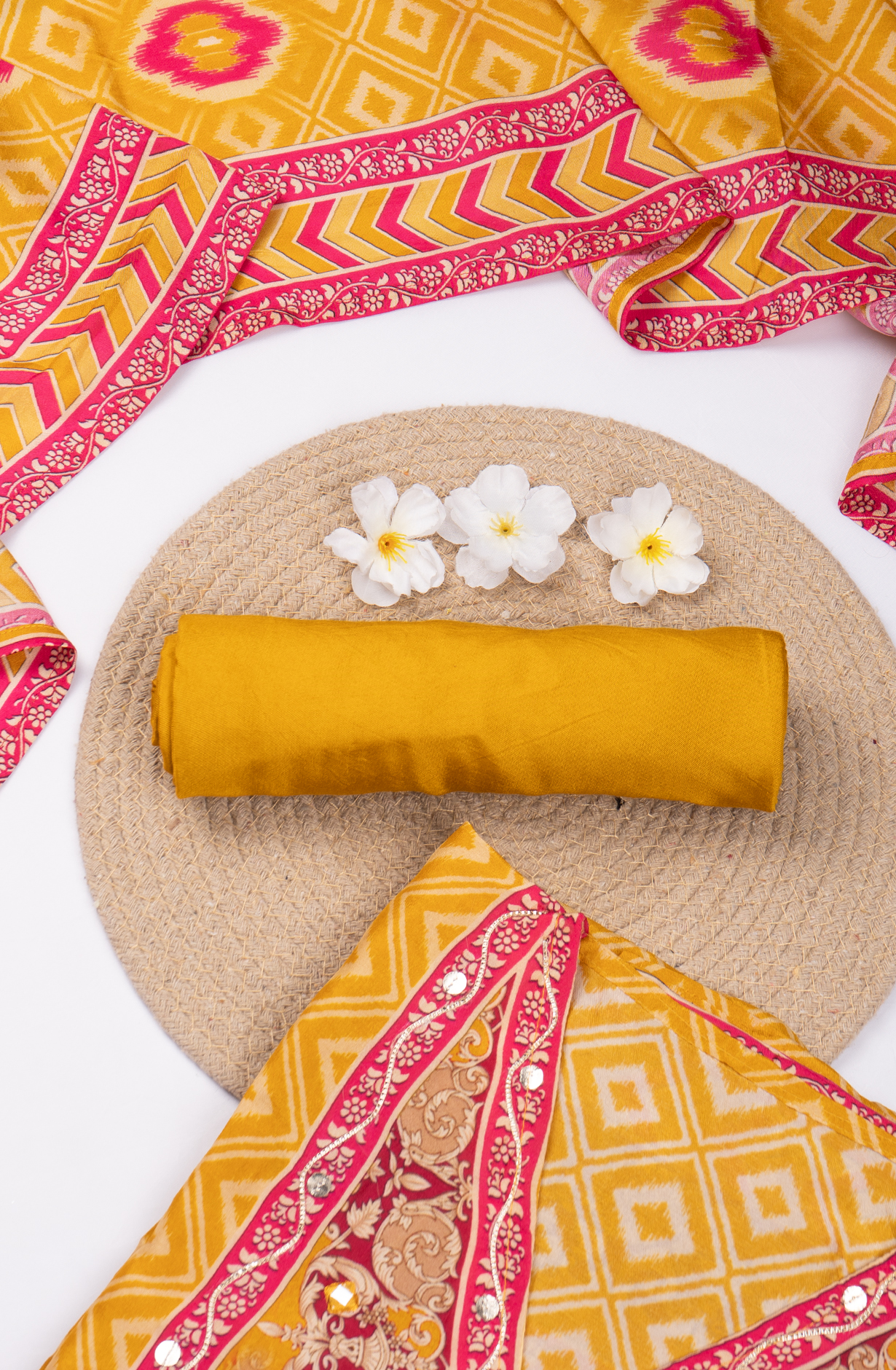 Yellow Printed Silk Suit with Dupatta - 131-CA19521