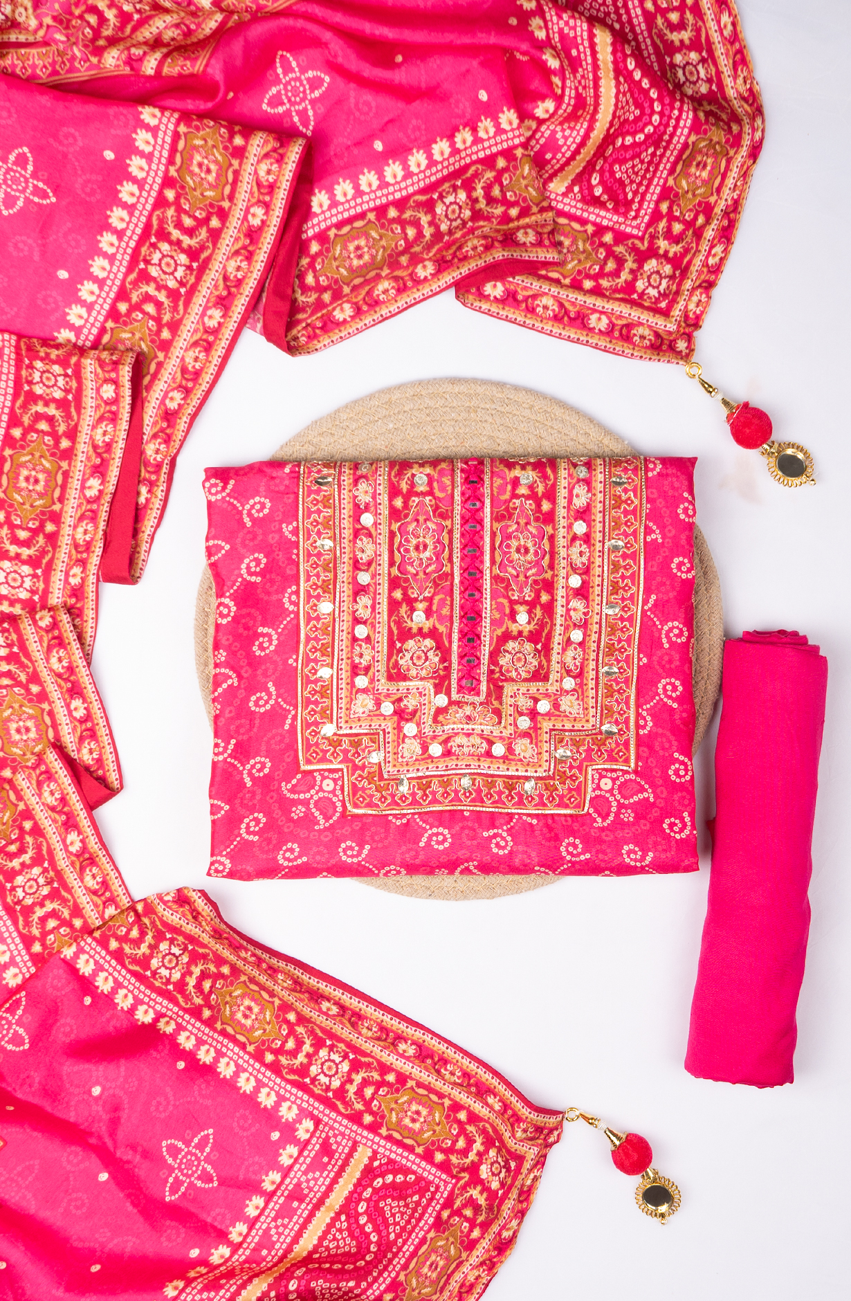 Rani Printed Silk Suit with Dupatta - 131-CA19692