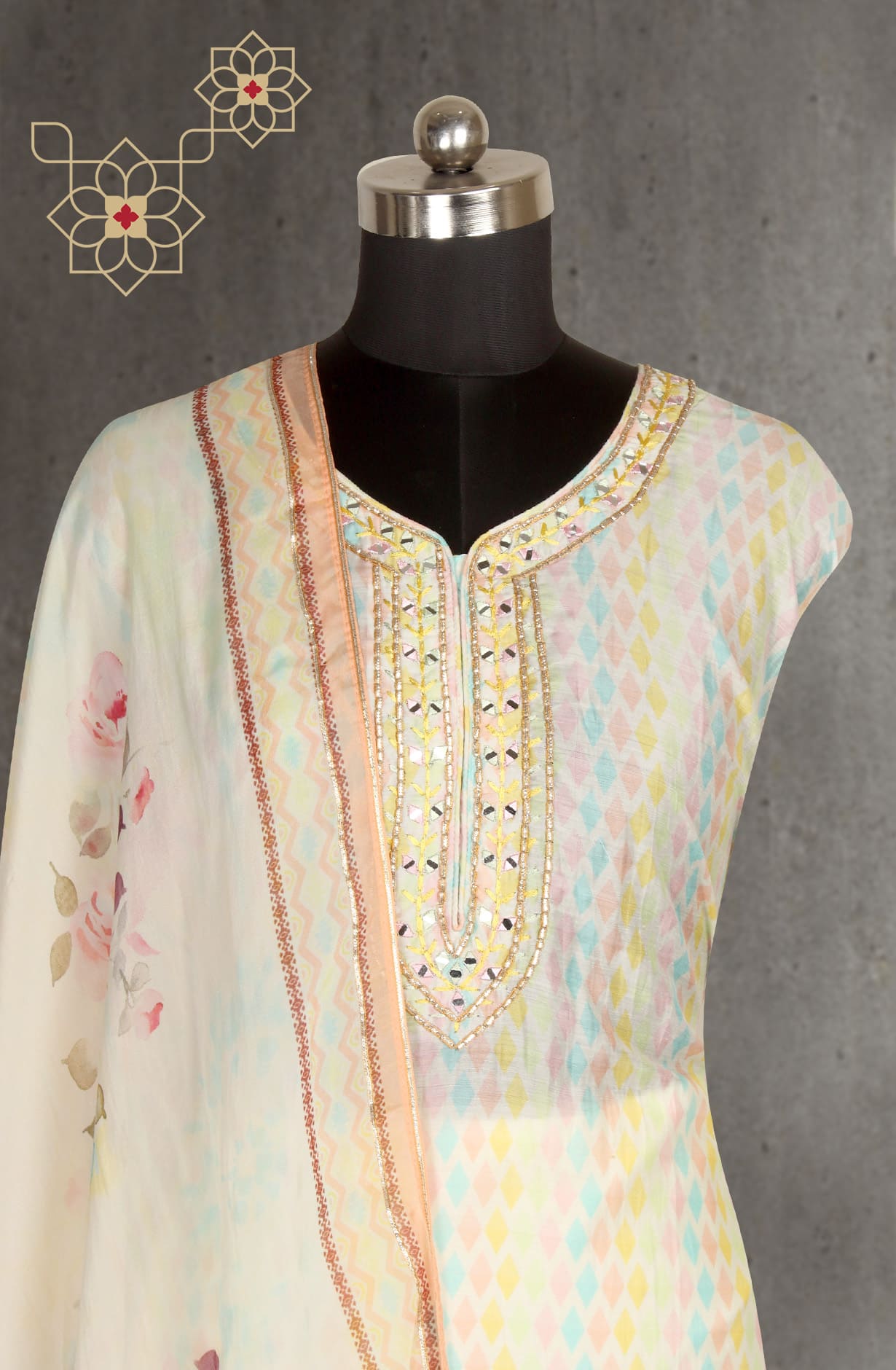 Multicolor Modal Unstitched Salwar Kameez with Organza Dupatta - 131-CT1120