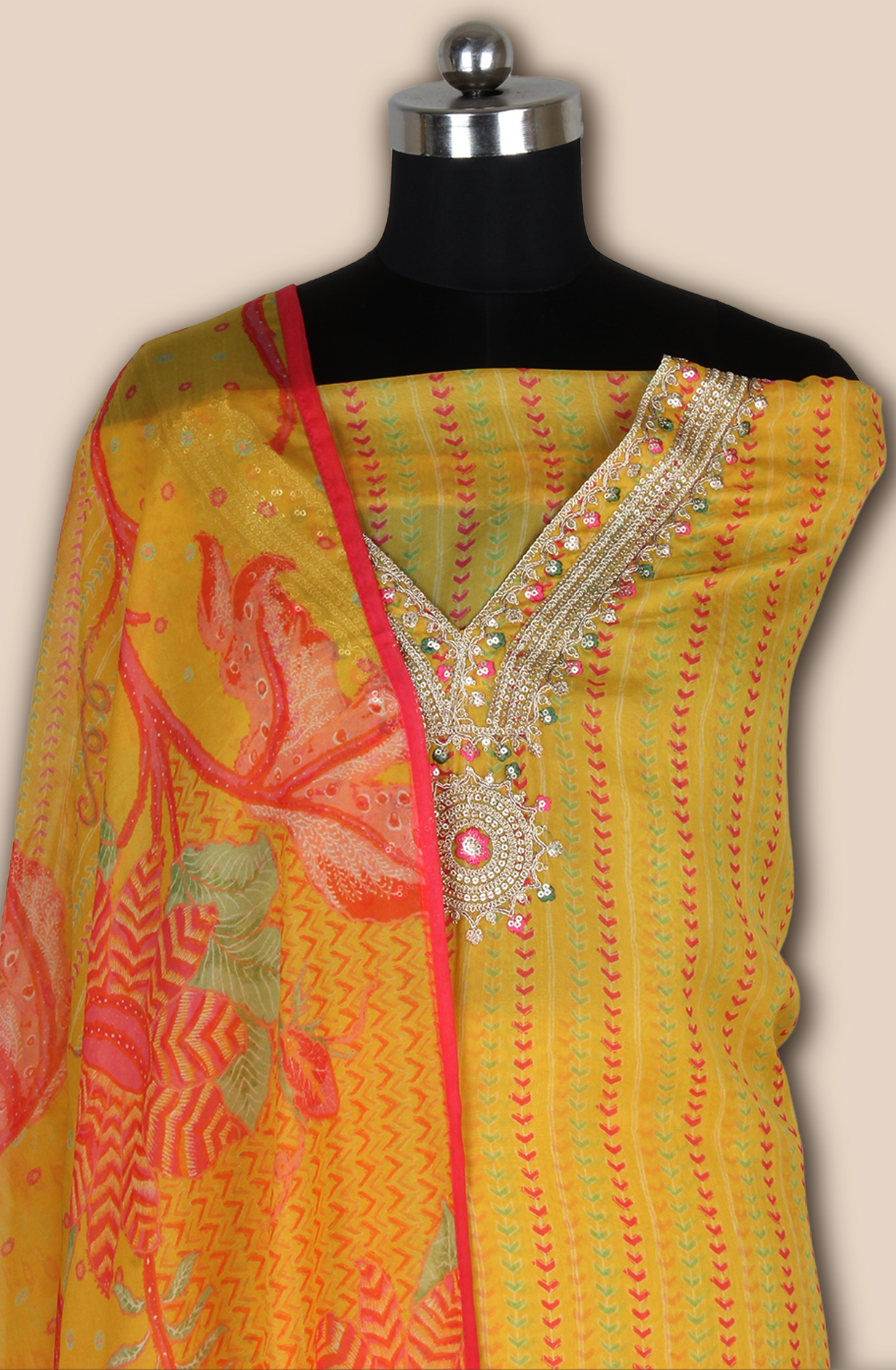 Mustard Organza Beautiful Zari Embroidered Salwar Suit - 131-CT2684