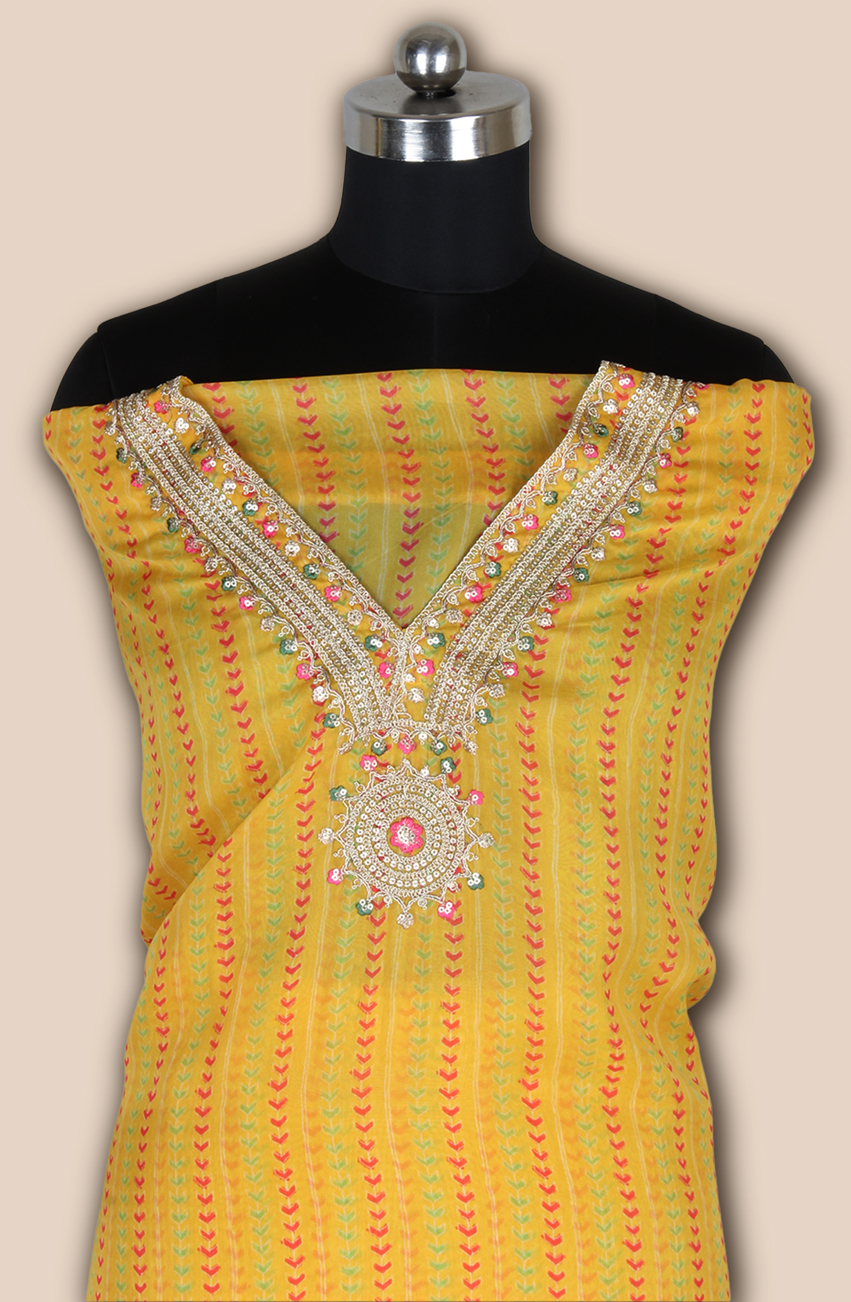 Mustard Organza Beautiful Zari Embroidered Salwar Suit - 131-CT2684