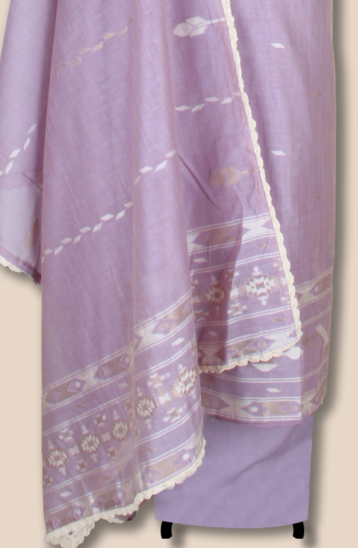 Lavender Chanderi Embroidered Unstitched Salwar Kameez Dupatta - 131-CT3086B
