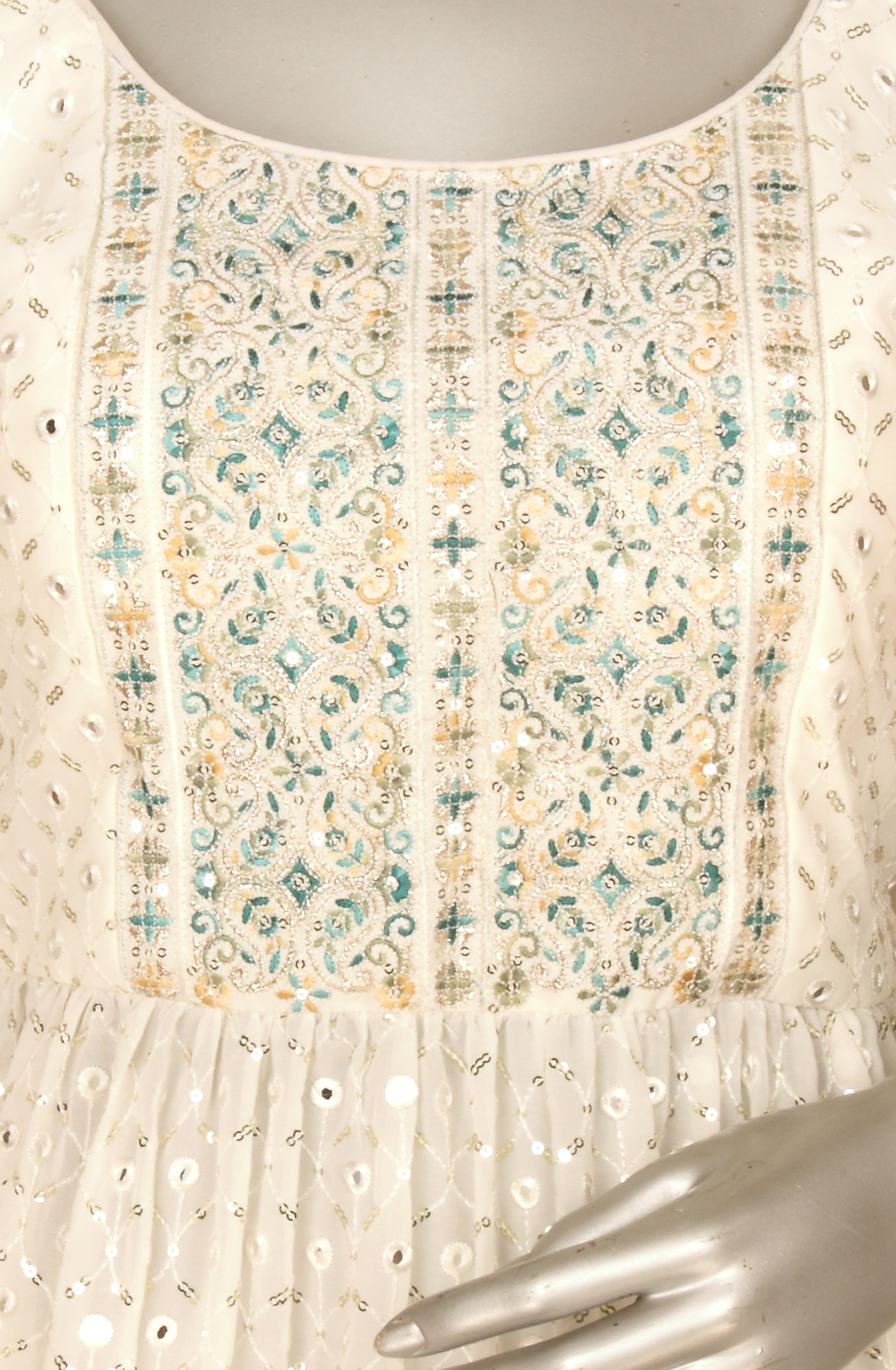 Cream Beautiful Georgette Partywear Readymade Sharara Suit - 131-D5972