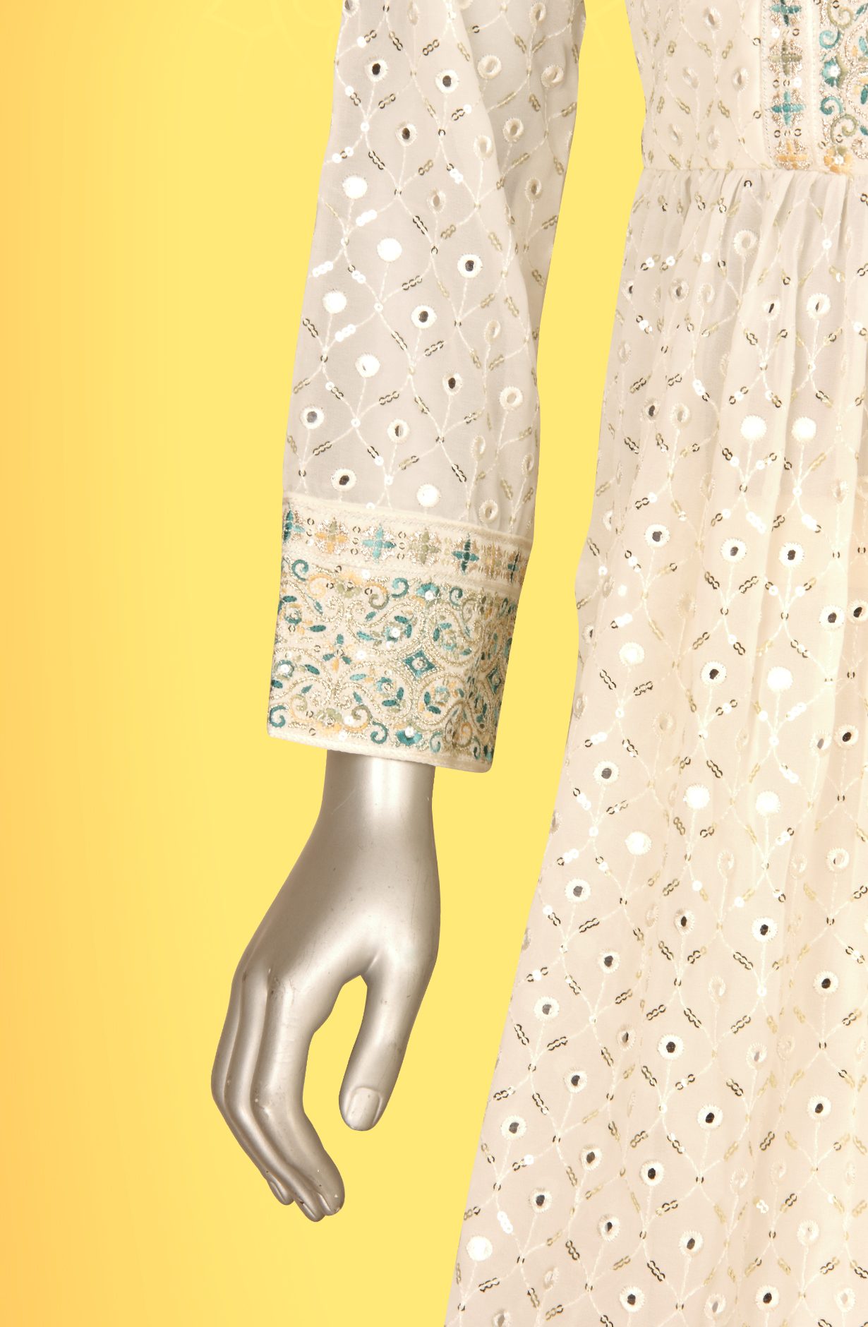 Cream Beautiful Georgette Partywear Readymade Sharara Suit - 131-D5972