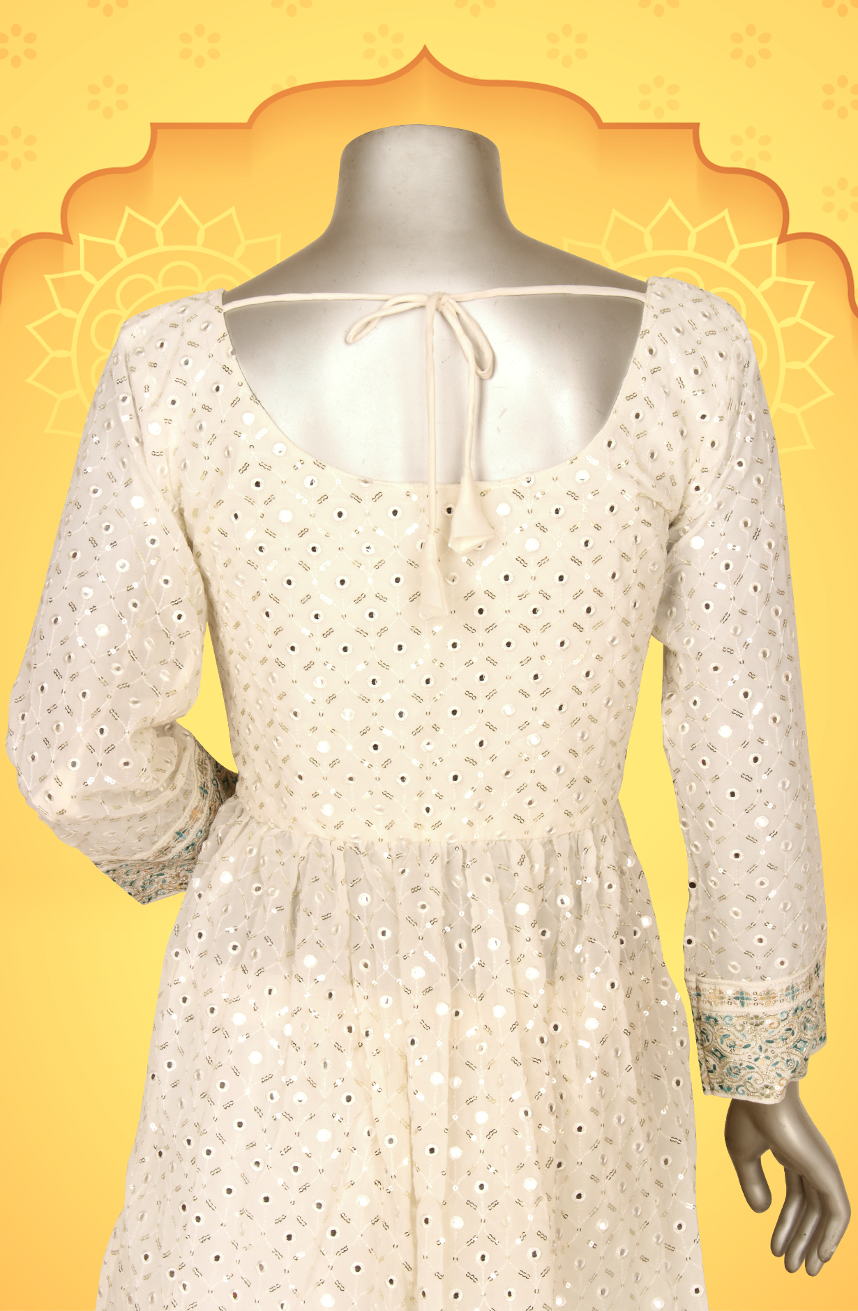 Cream Beautiful Georgette Partywear Readymade Sharara Suit - 131-D5972