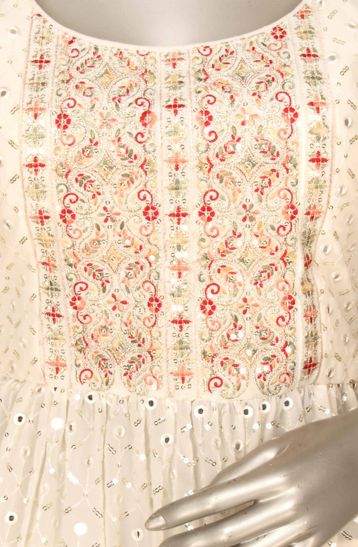 Cream Beautiful Georgette Partywear Ready-to-Wear Sharara Suit - 131-D5972A