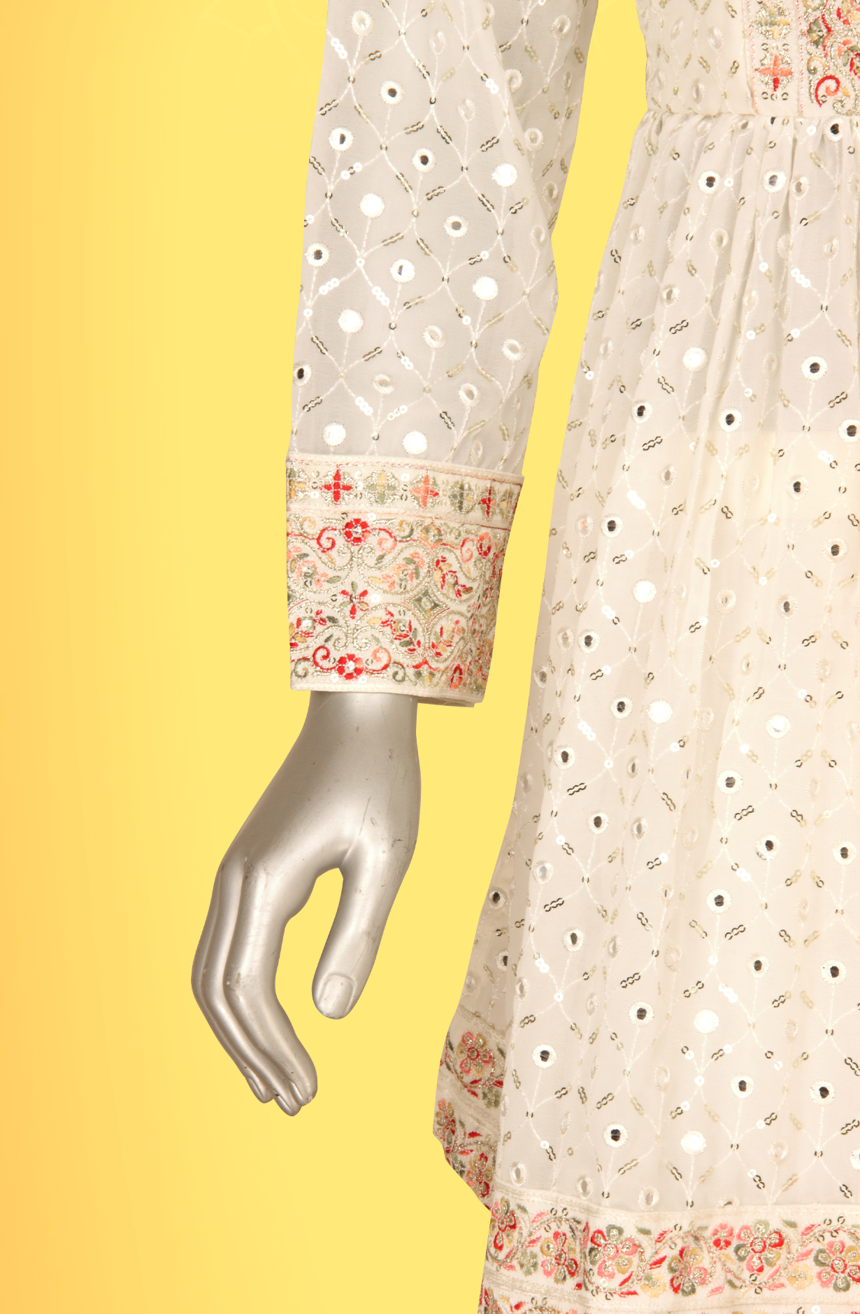 Cream Beautiful Georgette Partywear Ready-to-Wear Sharara Suit - 131-D5972A