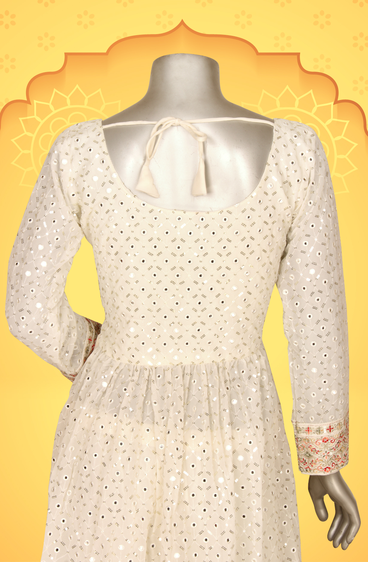 Cream Beautiful Georgette Partywear Ready-to-Wear Sharara Suit - 131-D5972A