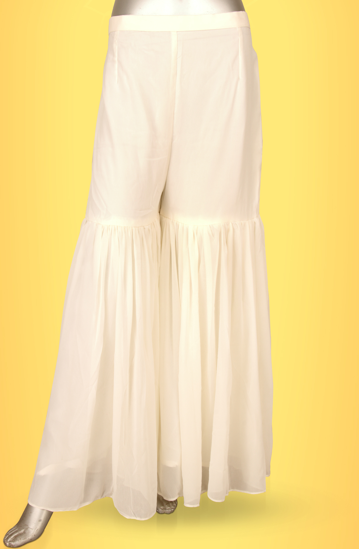 Cream Beautiful Georgette Partywear Ready-to-Wear Sharara Suit - 131-D5972A