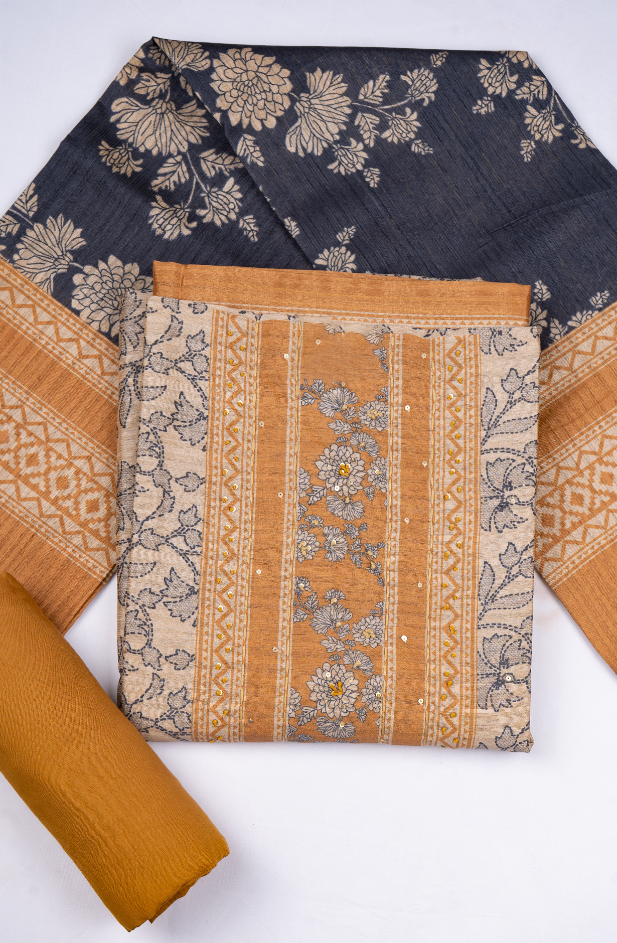 Mustard Maheshwari silk Suit Set with Dupatta - 131-EF4084D