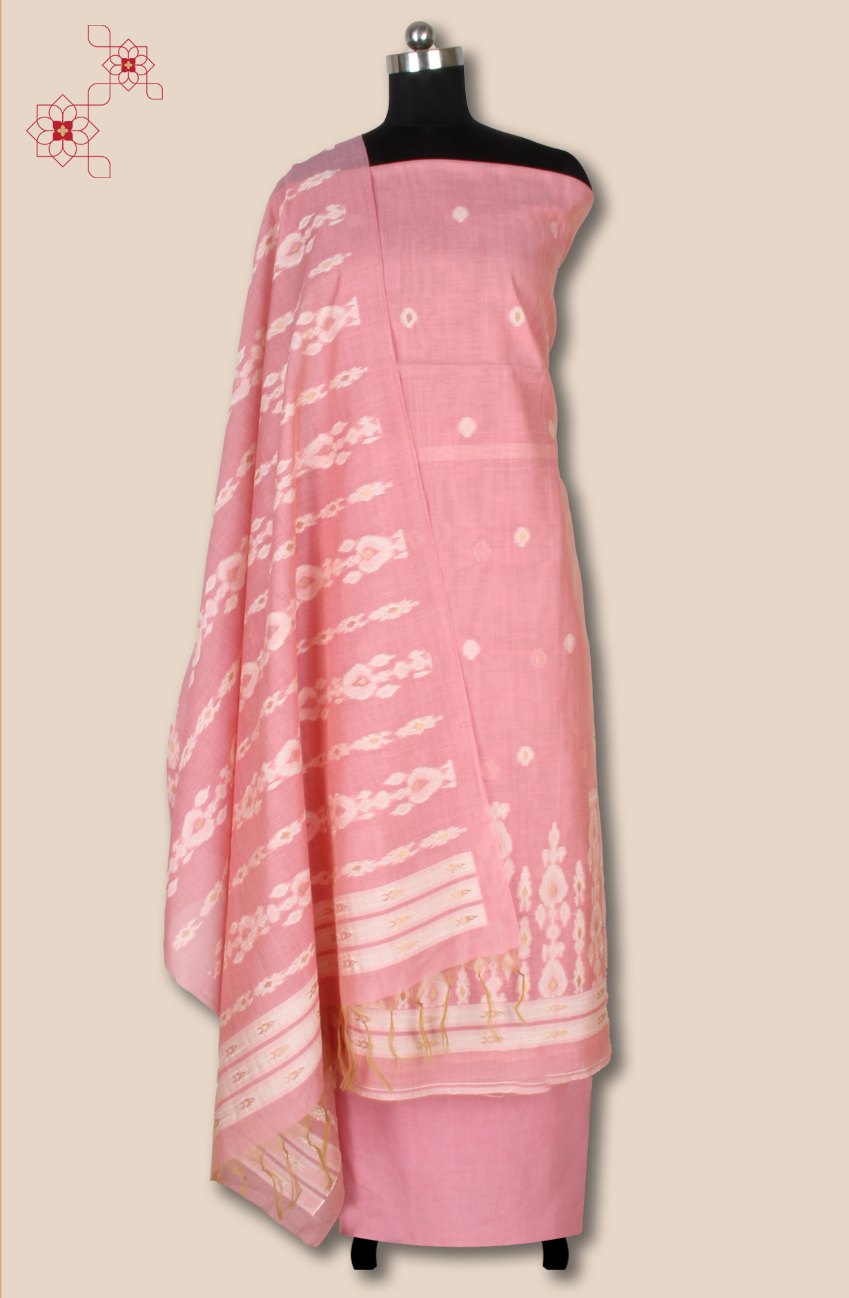 Pink Chanderi Woven Unstitched Salwar Suit Dupatta - 131-EF6220