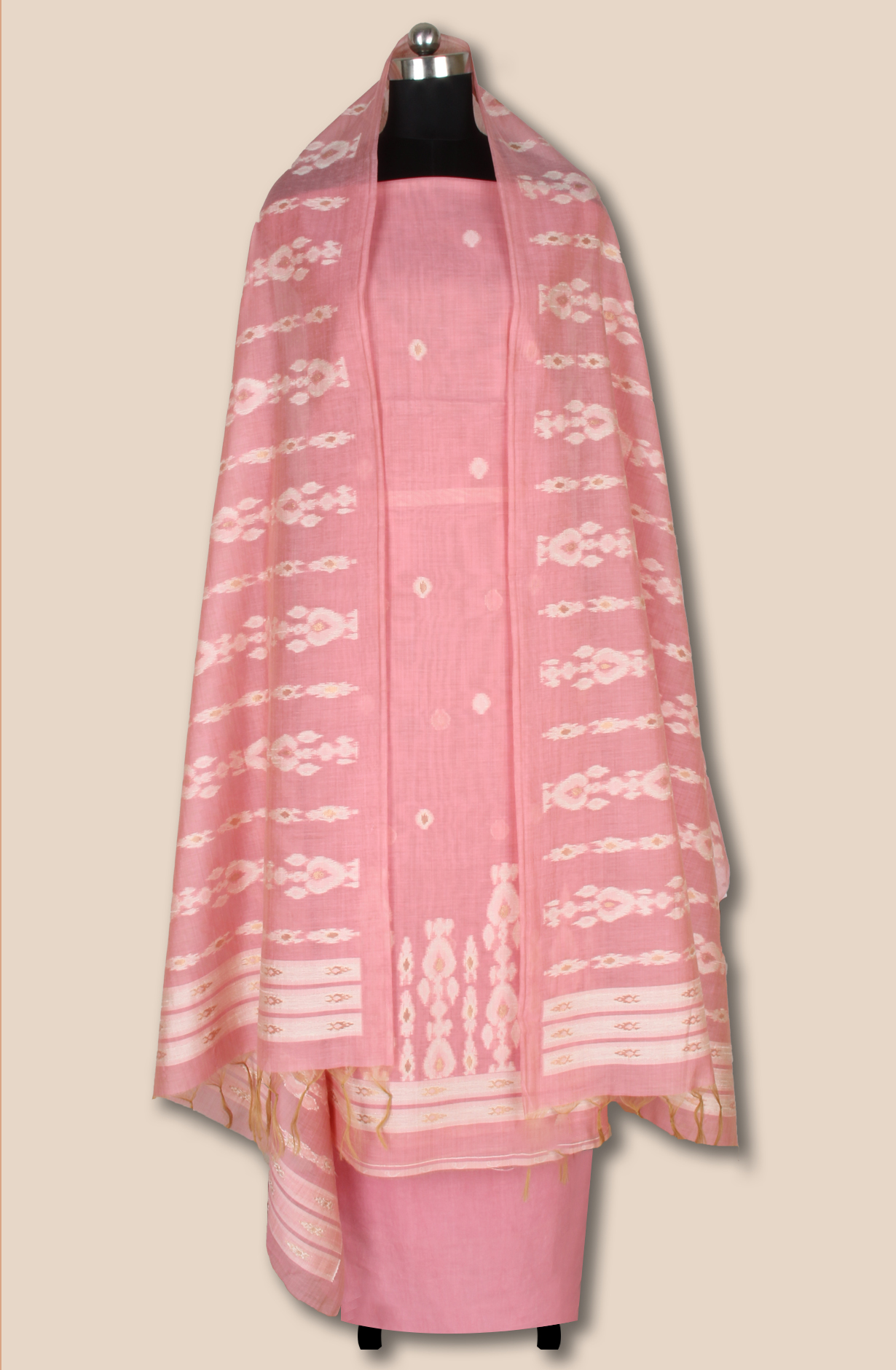 Pink Chanderi Woven Unstitched Salwar Suit Dupatta - 131-EF6220