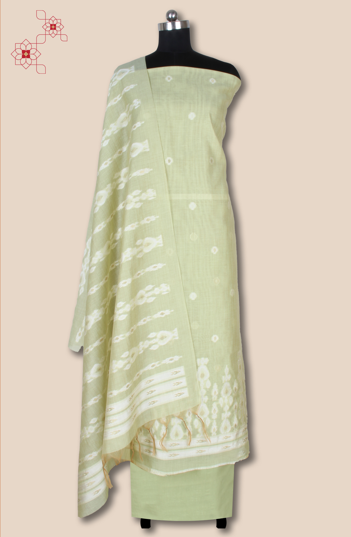 Parrot Green Chanderi Woven Unstitched Salwar Kameez Dupatta - 131-EF6220E