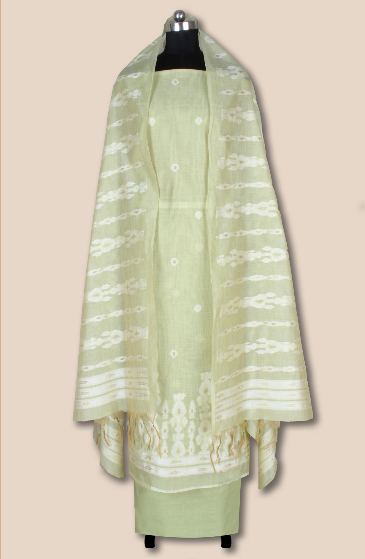 Parrot Green Chanderi Woven Unstitched Salwar Kameez Dupatta - 131-EF6220E