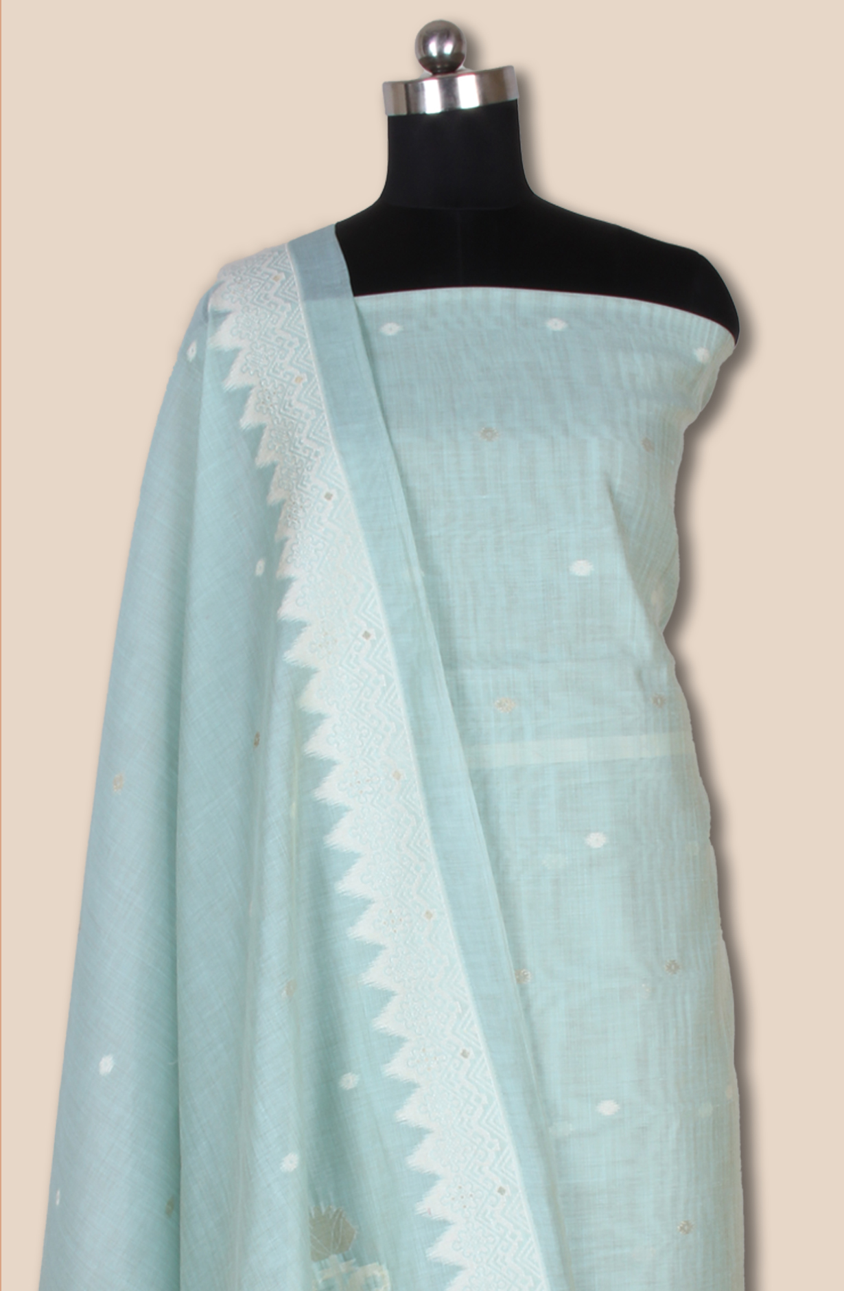 Sea Green Chanderi Woven Unstitched Salwar Kameez Dupatta - 131-EF6236