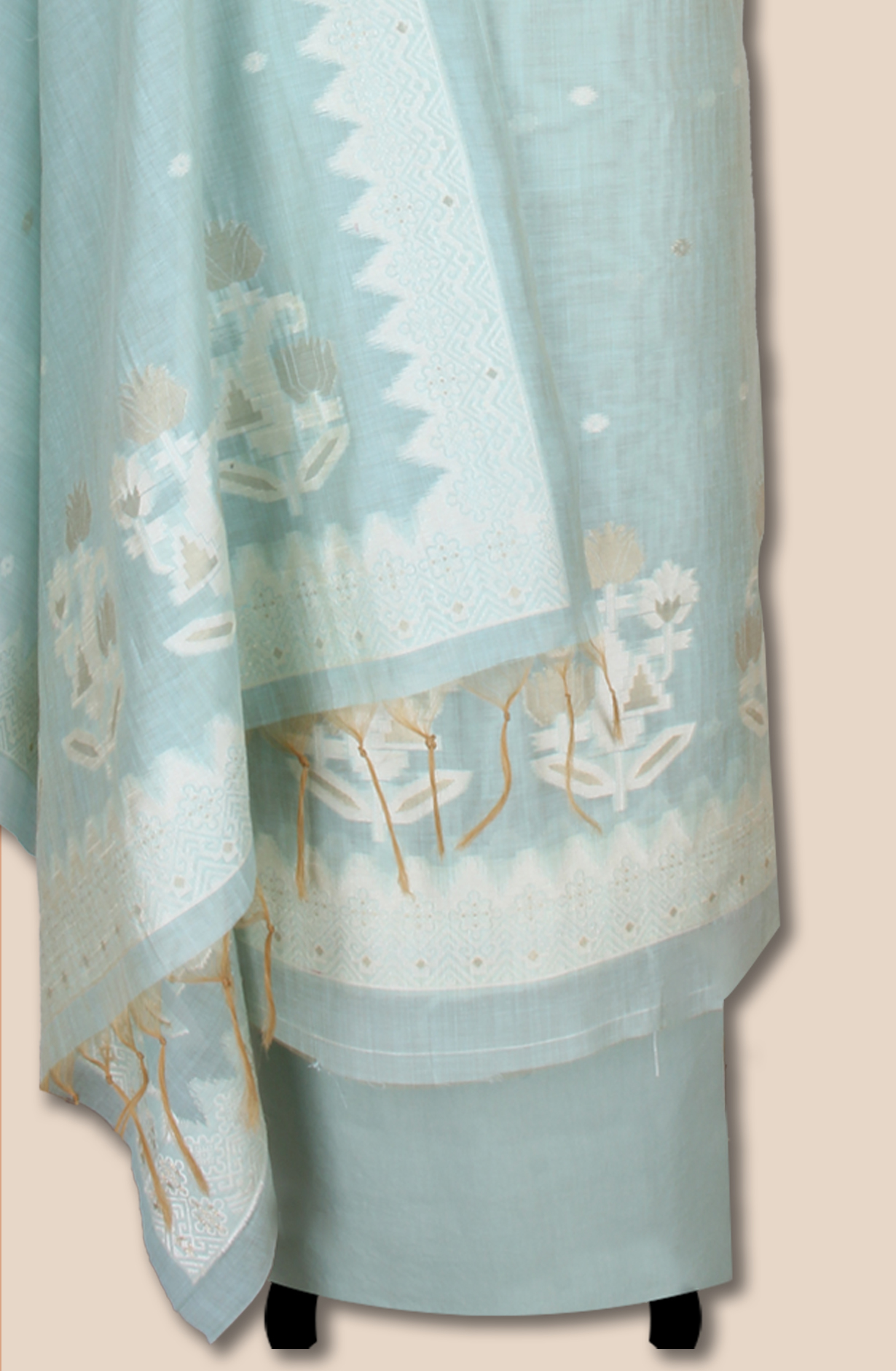 Sea Green Chanderi Woven Unstitched Salwar Kameez Dupatta - 131-EF6236