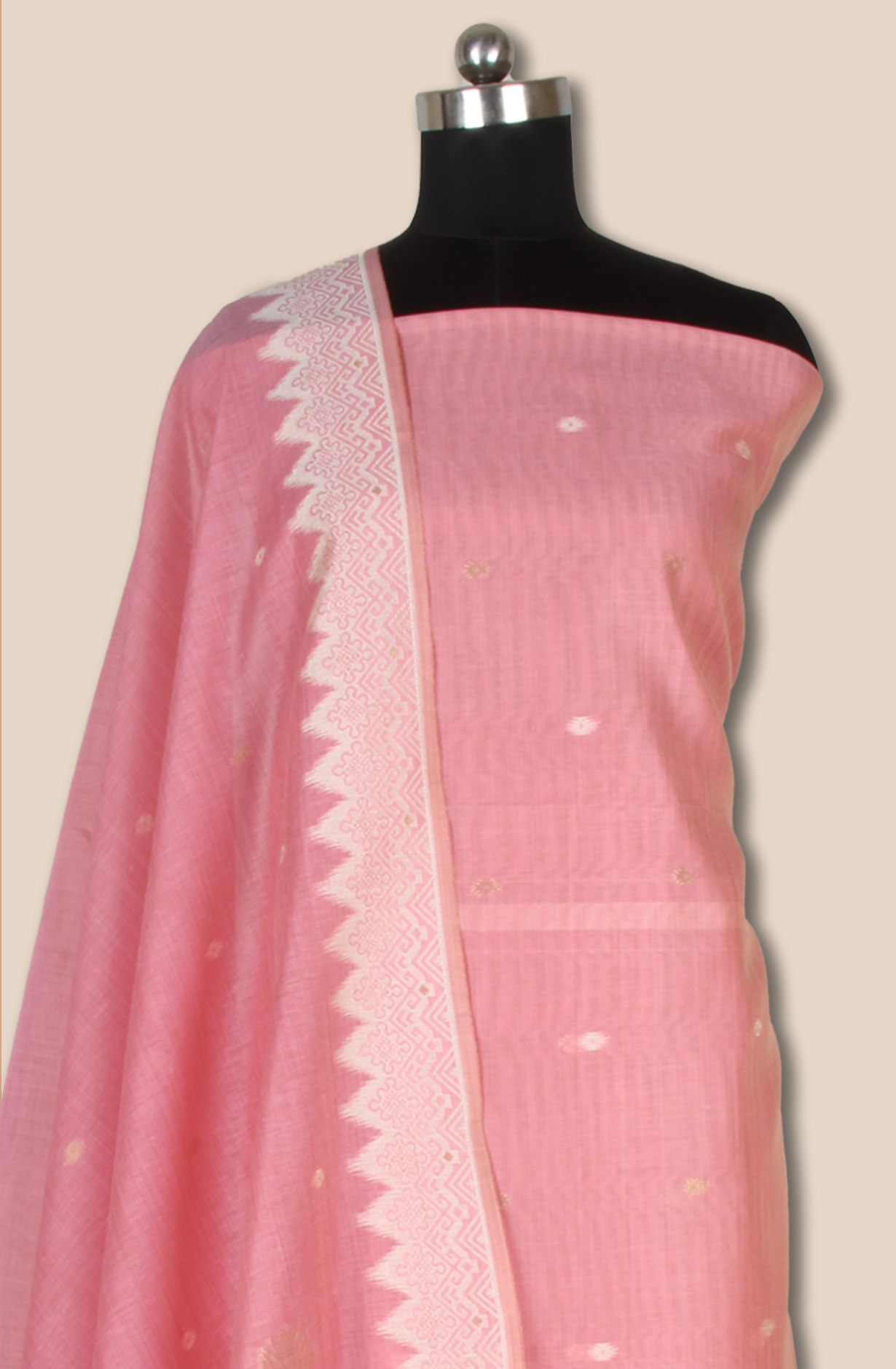 Pink Chanderi Woven Unstitched Salwar Kameez Dupatta - 131-EF6236B