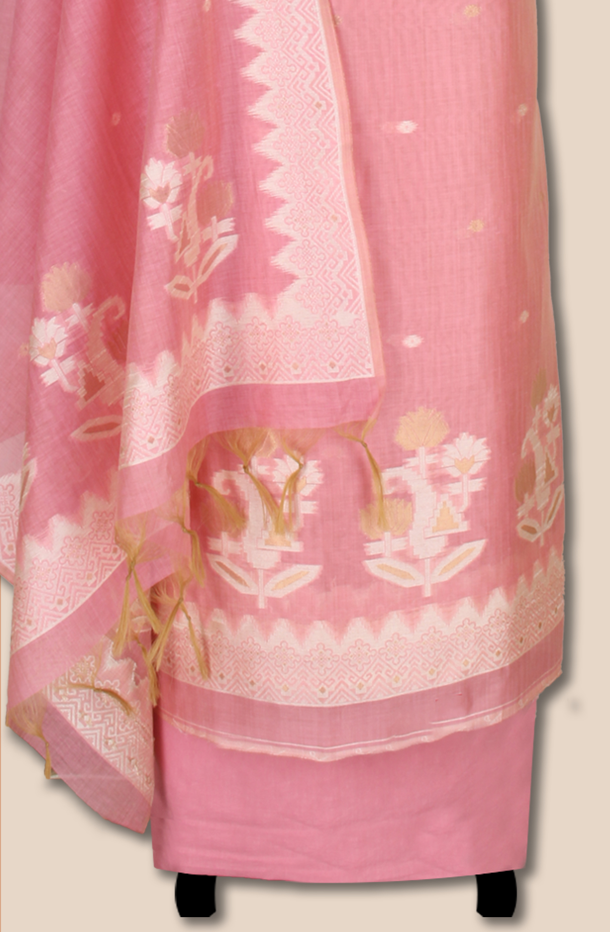 Pink Chanderi Woven Unstitched Salwar Kameez Dupatta - 131-EF6236B