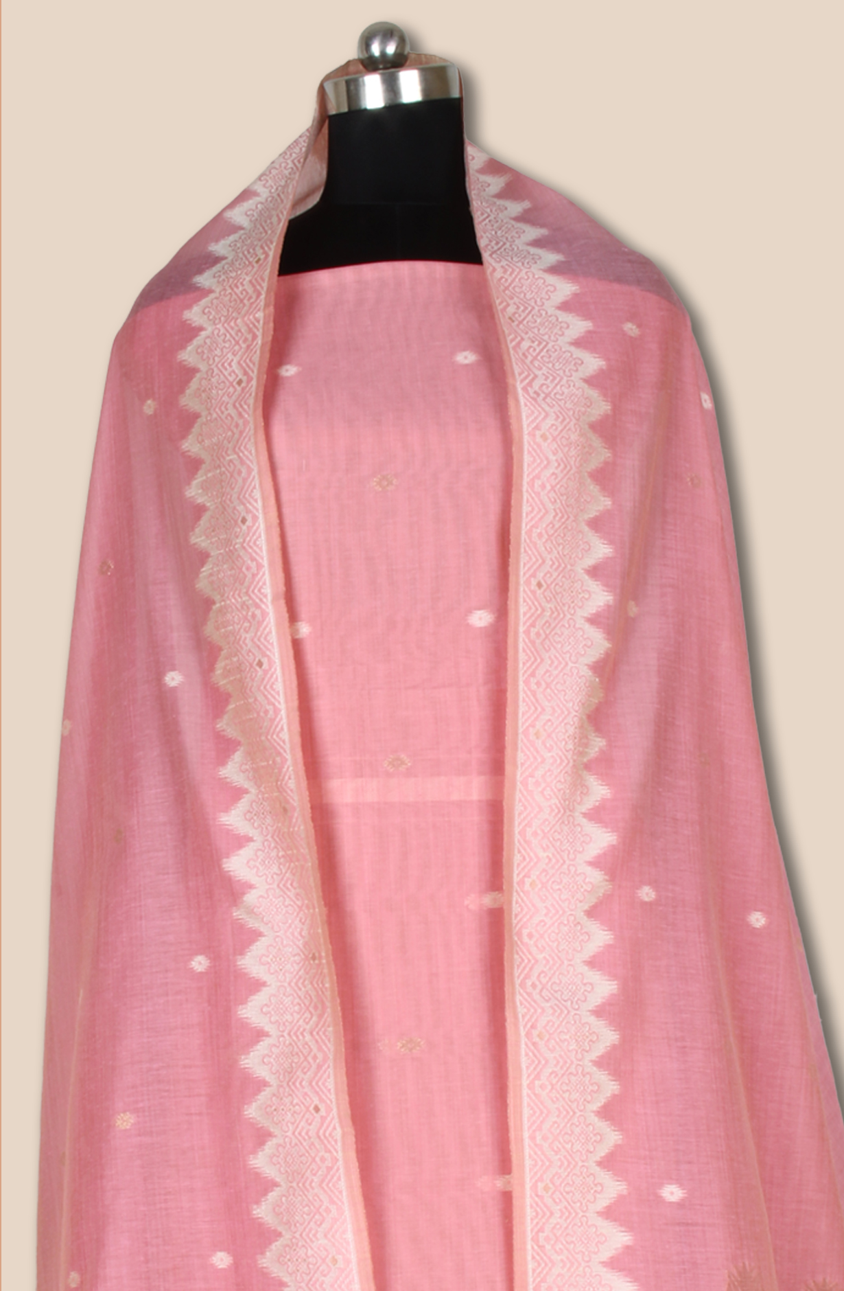 Pink Chanderi Woven Unstitched Salwar Kameez Dupatta - 131-EF6236B