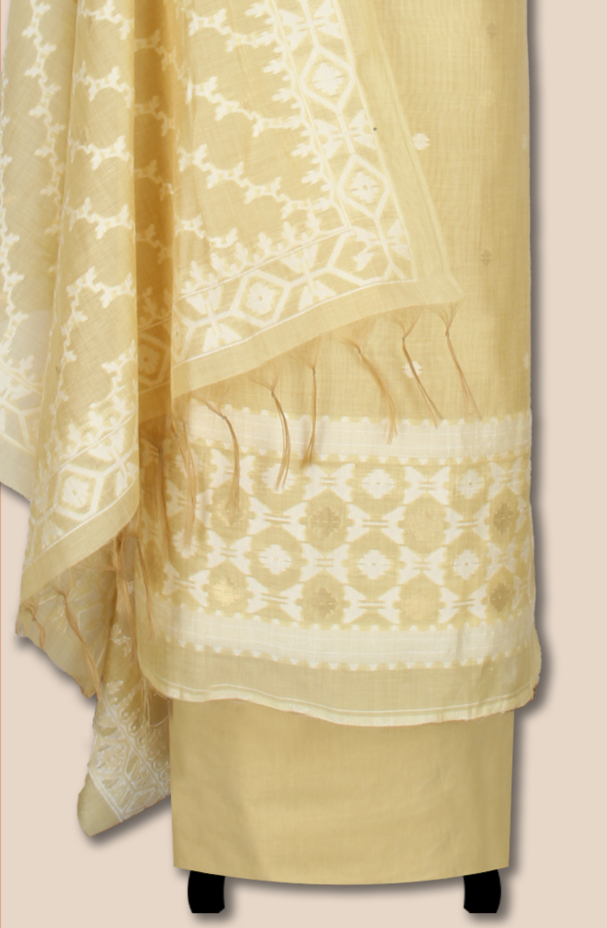 Mustard Chanderi Woven Unstitched Salwar Kameez Dupatta - 131-EF6298