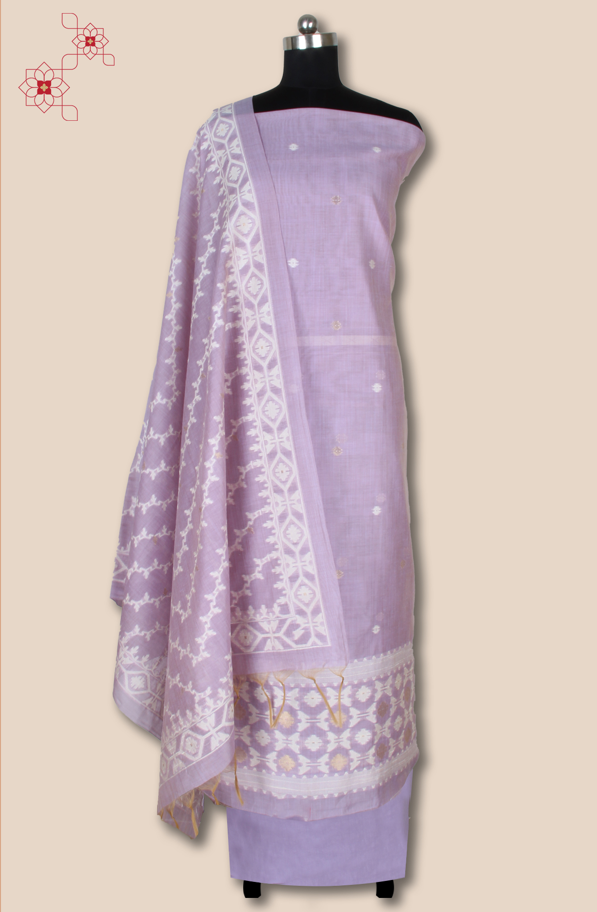 Lavender Chanderi Woven Unstitched Salwar Kameez Dupatta - 131-EF6298C