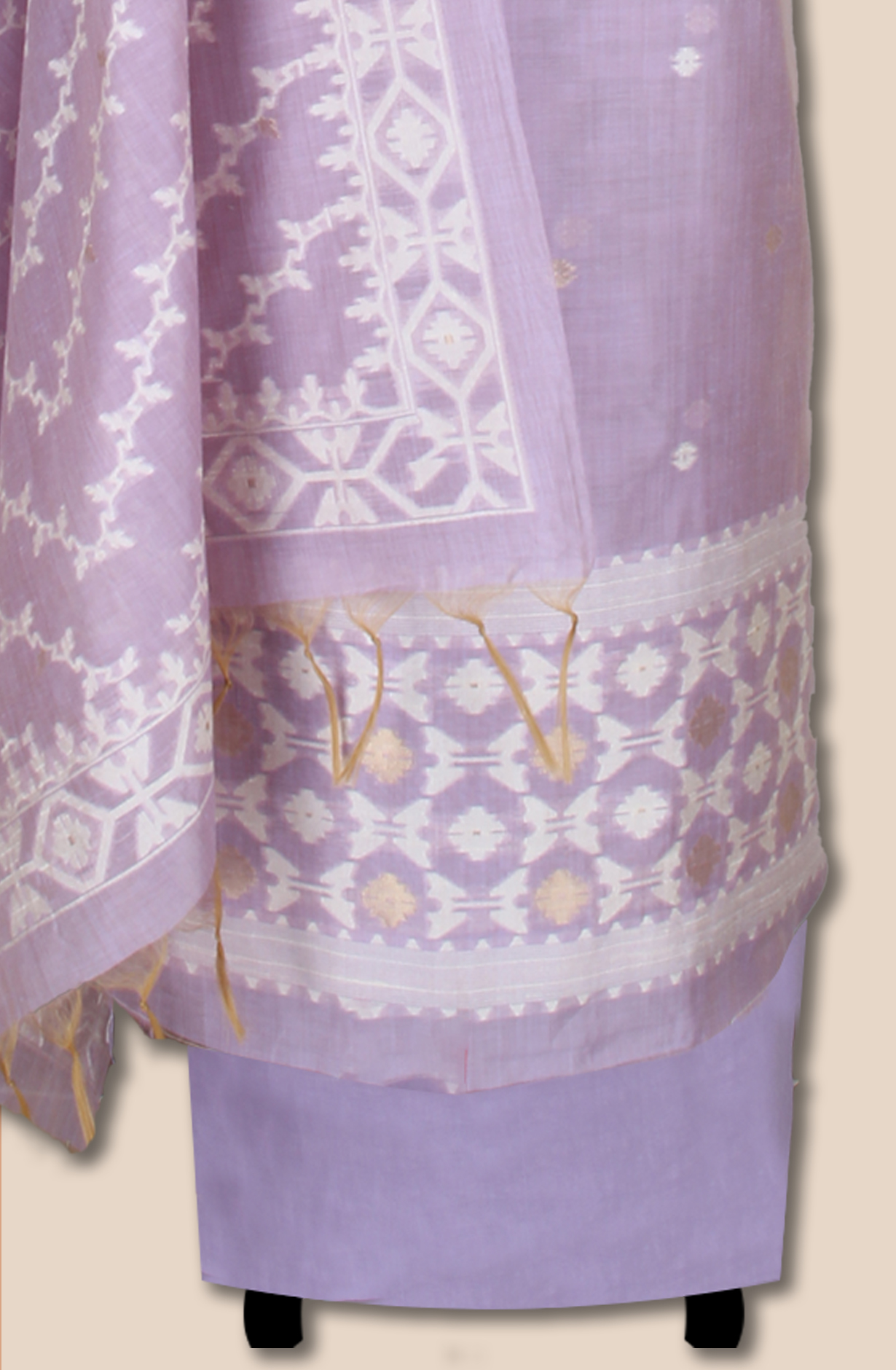 Lavender Chanderi Woven Unstitched Salwar Kameez Dupatta - 131-EF6298C