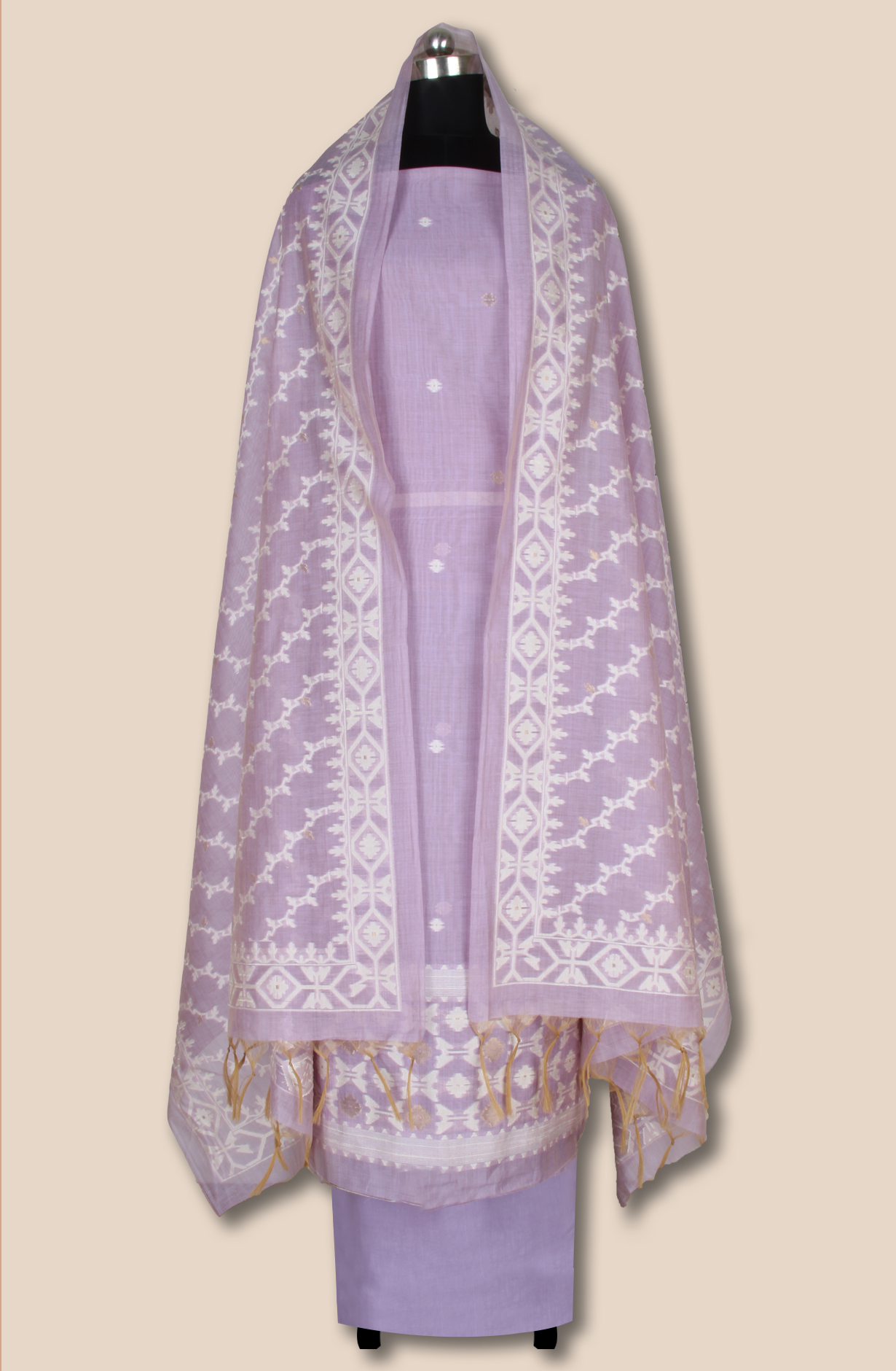 Lavender Chanderi Woven Unstitched Salwar Kameez Dupatta - 131-EF6298C