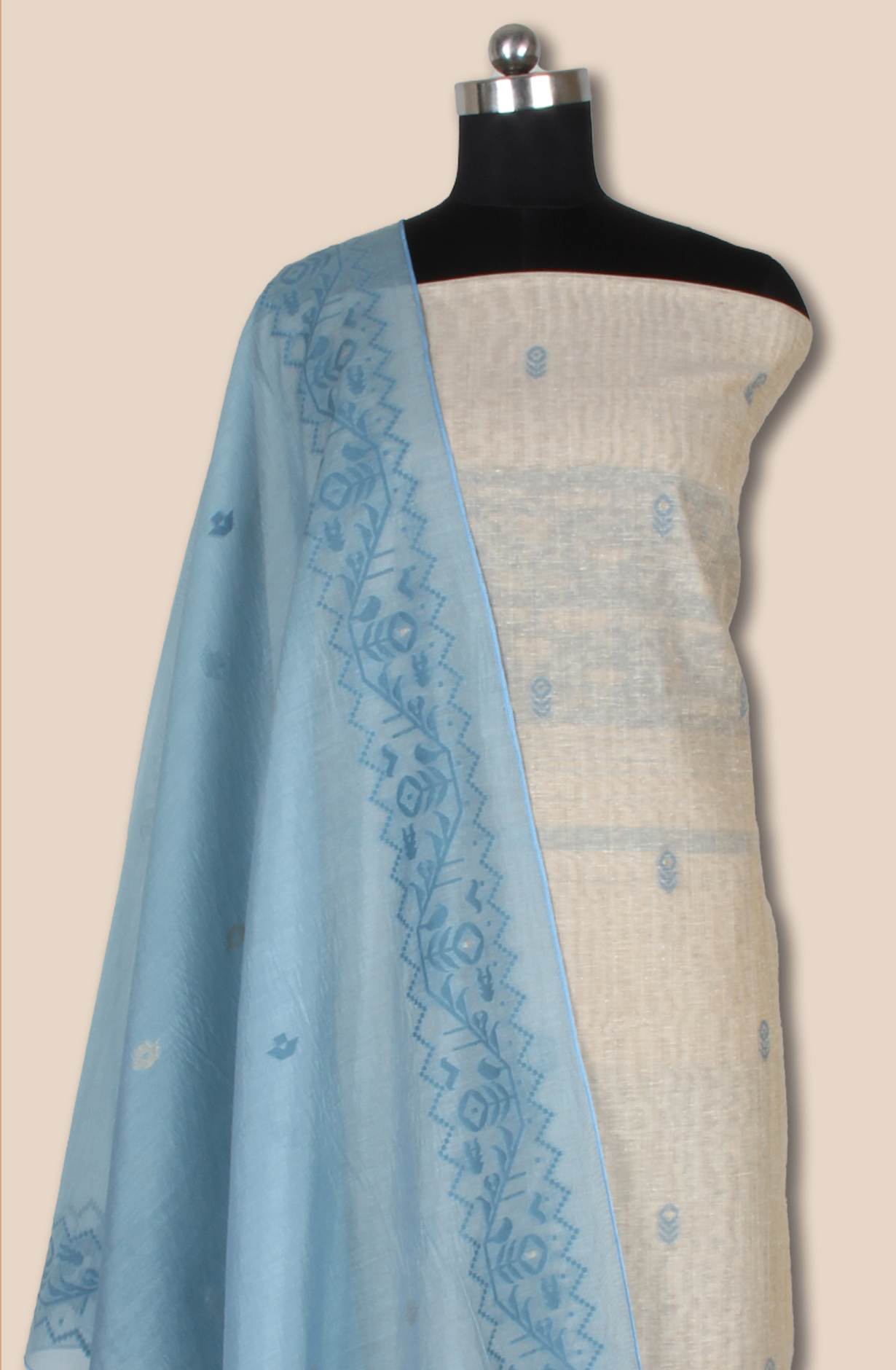 Pastel Green Chanderi Woven Unstitched Salwar Kameez Dupatta - 131-EF6399