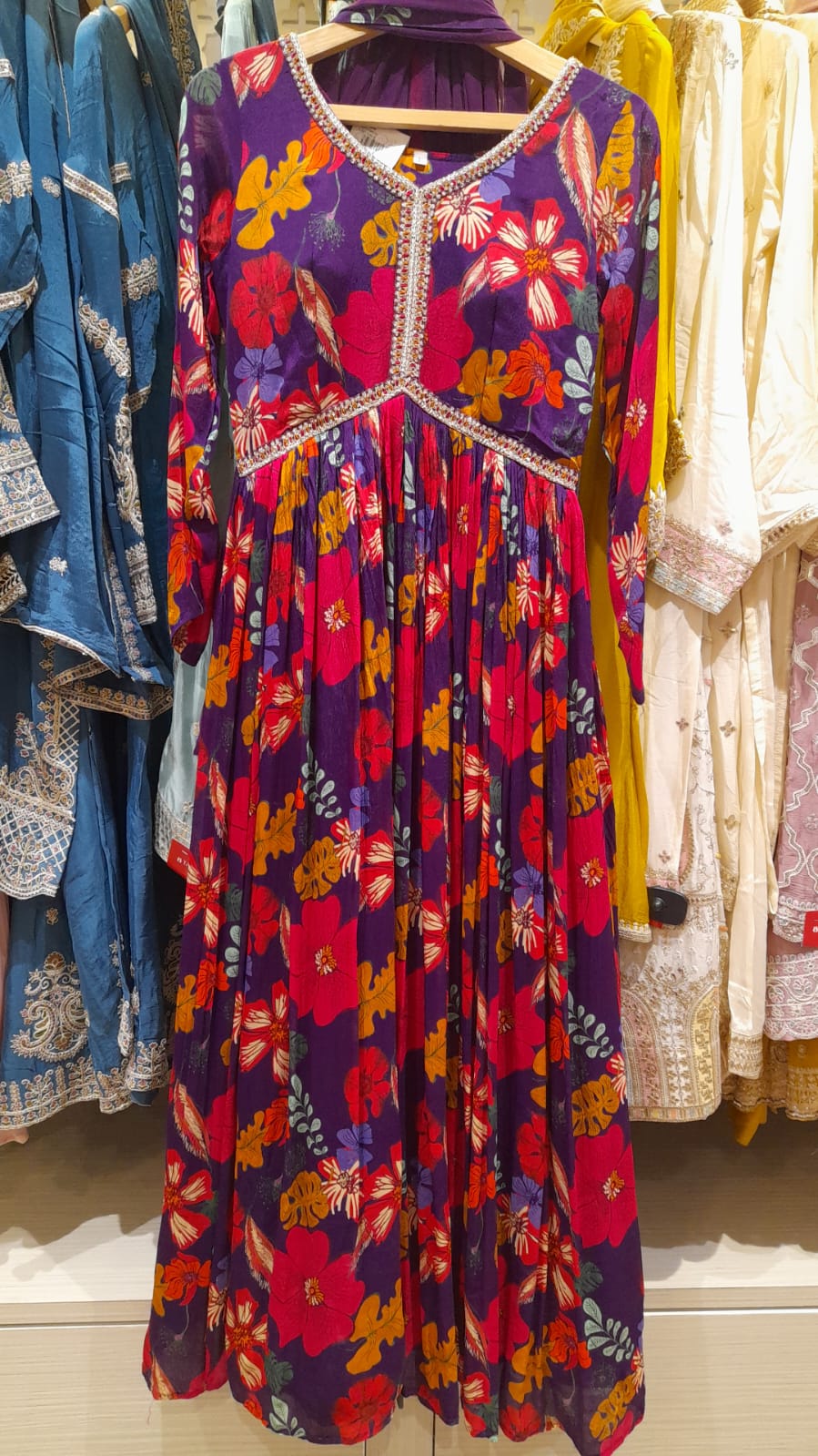 Purple Crepe Designer Ready-to-Wear Gown with Net Dupatta - 131-GC3280