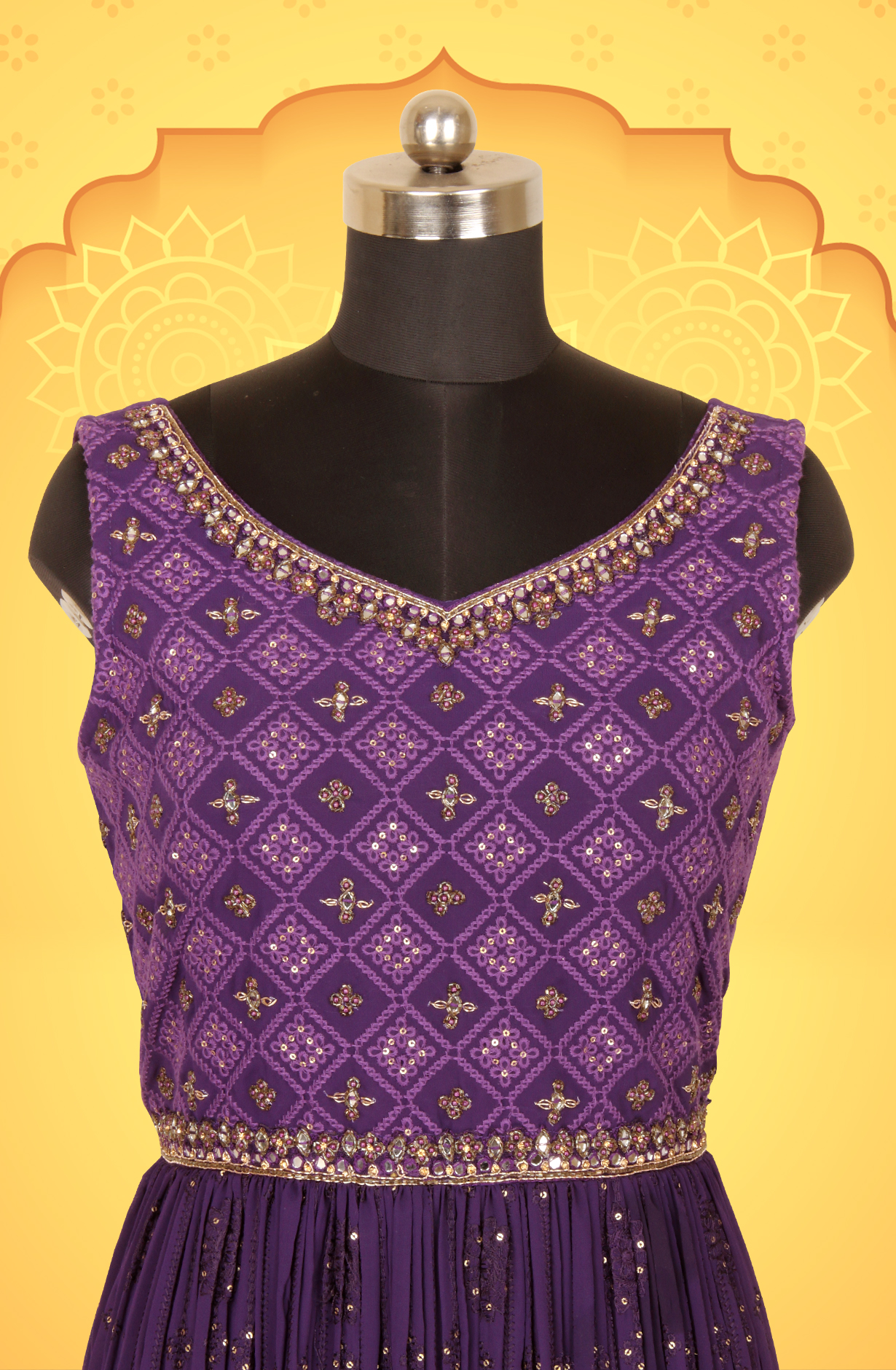 Purple Designer Readymade Georgette Gown - 131-GC557