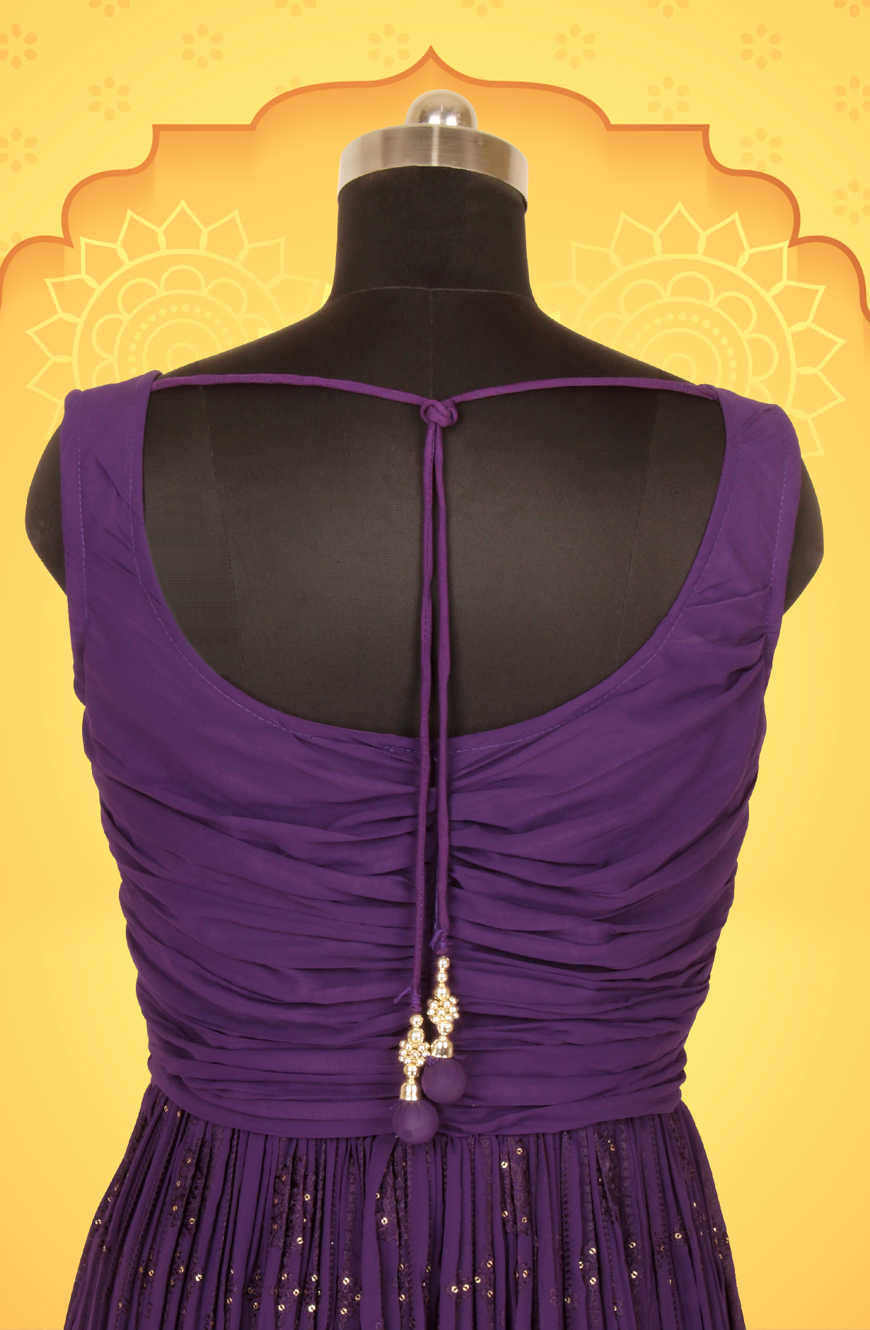 Purple Designer Readymade Georgette Gown - 131-GC557