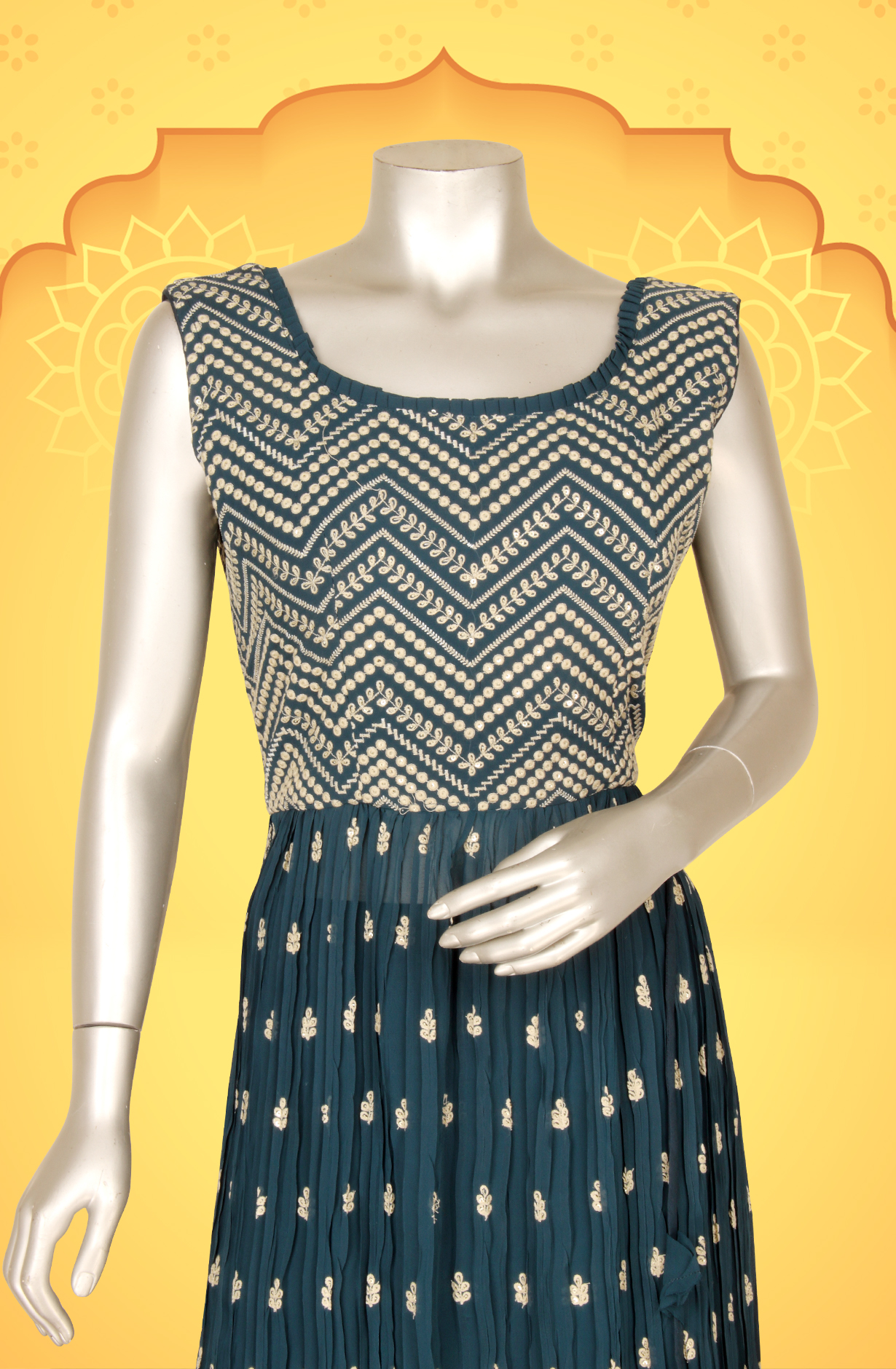 Teal Beautiful Georgette Partywear Stitched Palazzo Suit - 131-GC608