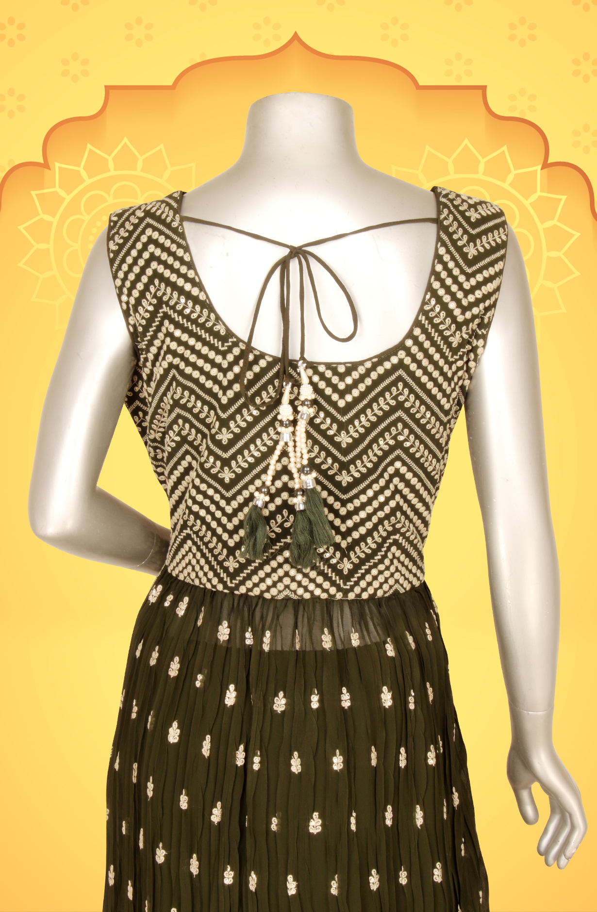 Mehendi Green Beautiful Georgette Partywear Stitched Palazzo Suit - 131-GC608A