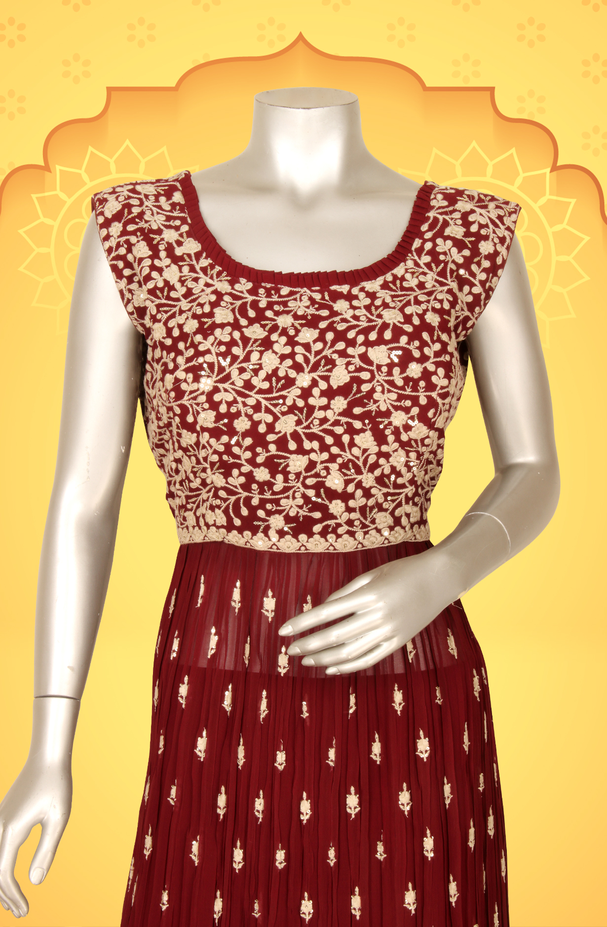 Wine Beautiful Georgette Partywear Stitched Palazzo Suit - 131-GC639