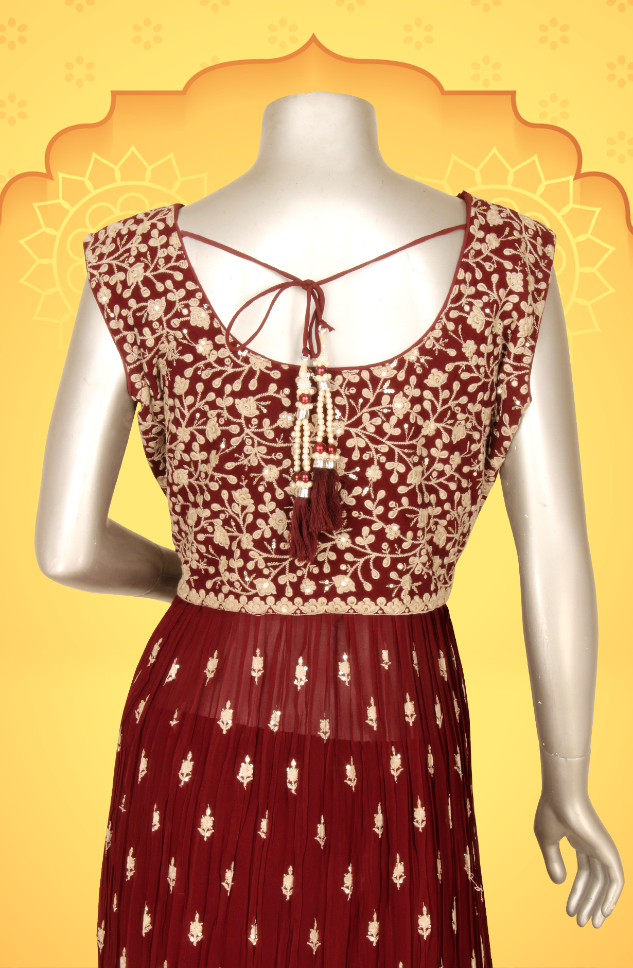 Wine Beautiful Georgette Partywear Stitched Palazzo Suit - 131-GC639