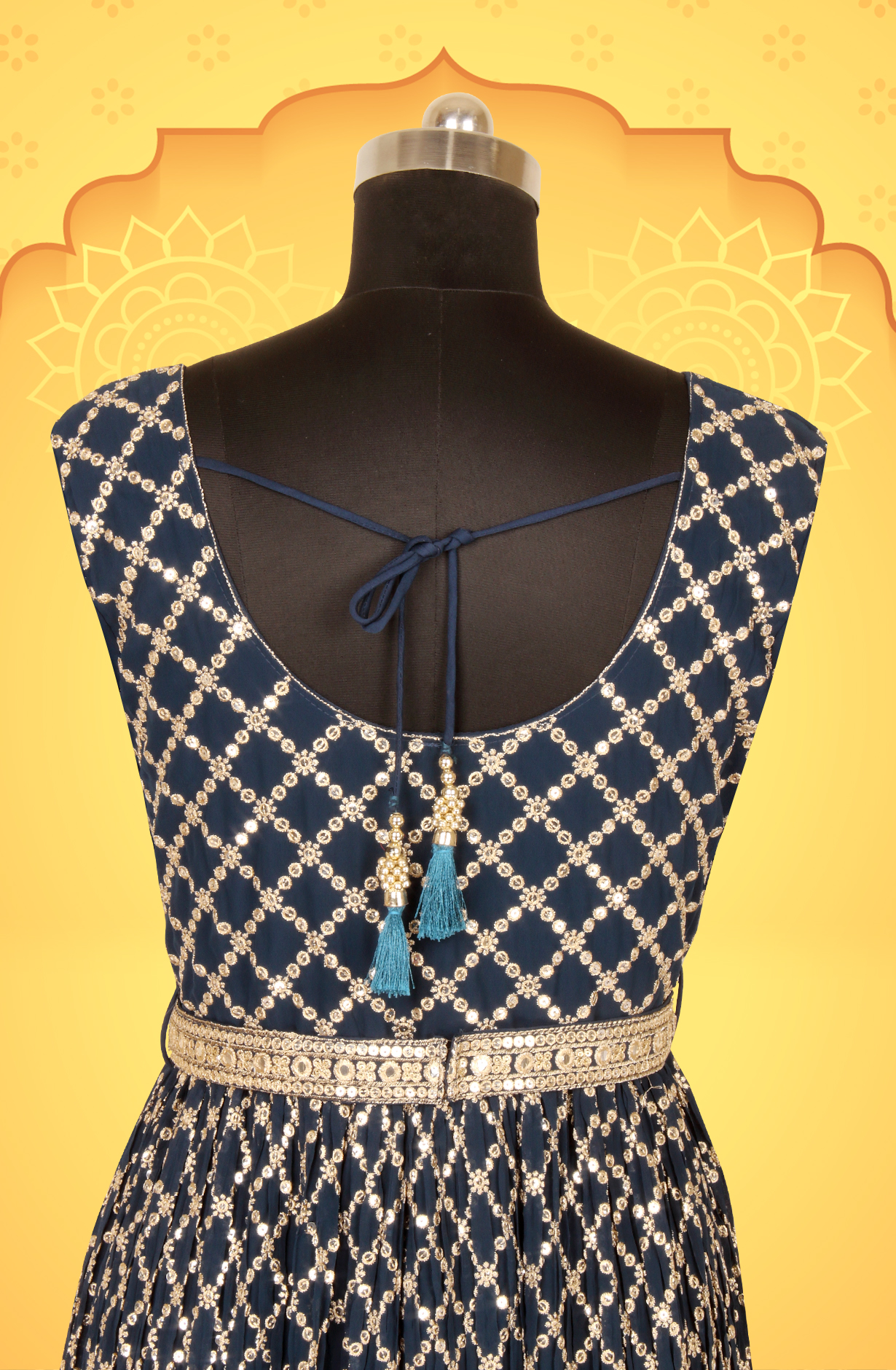 Teal Ready-to-Wear Designer Georgette Wedding Gown - 131-GC652